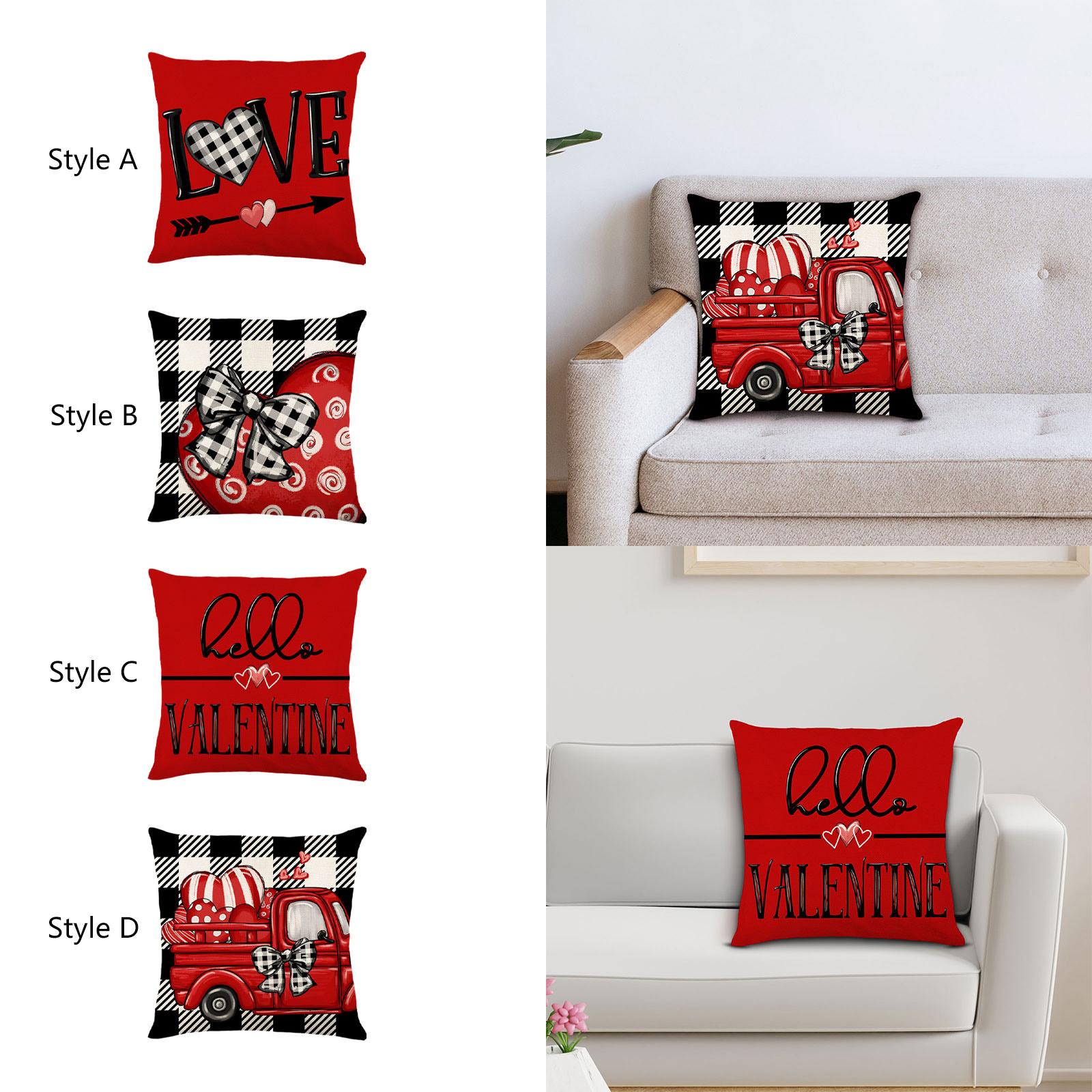 Valentines Day Pillow 45x45cm Sqaure Love Heart Pattern for Couch Sofa Chair Style A