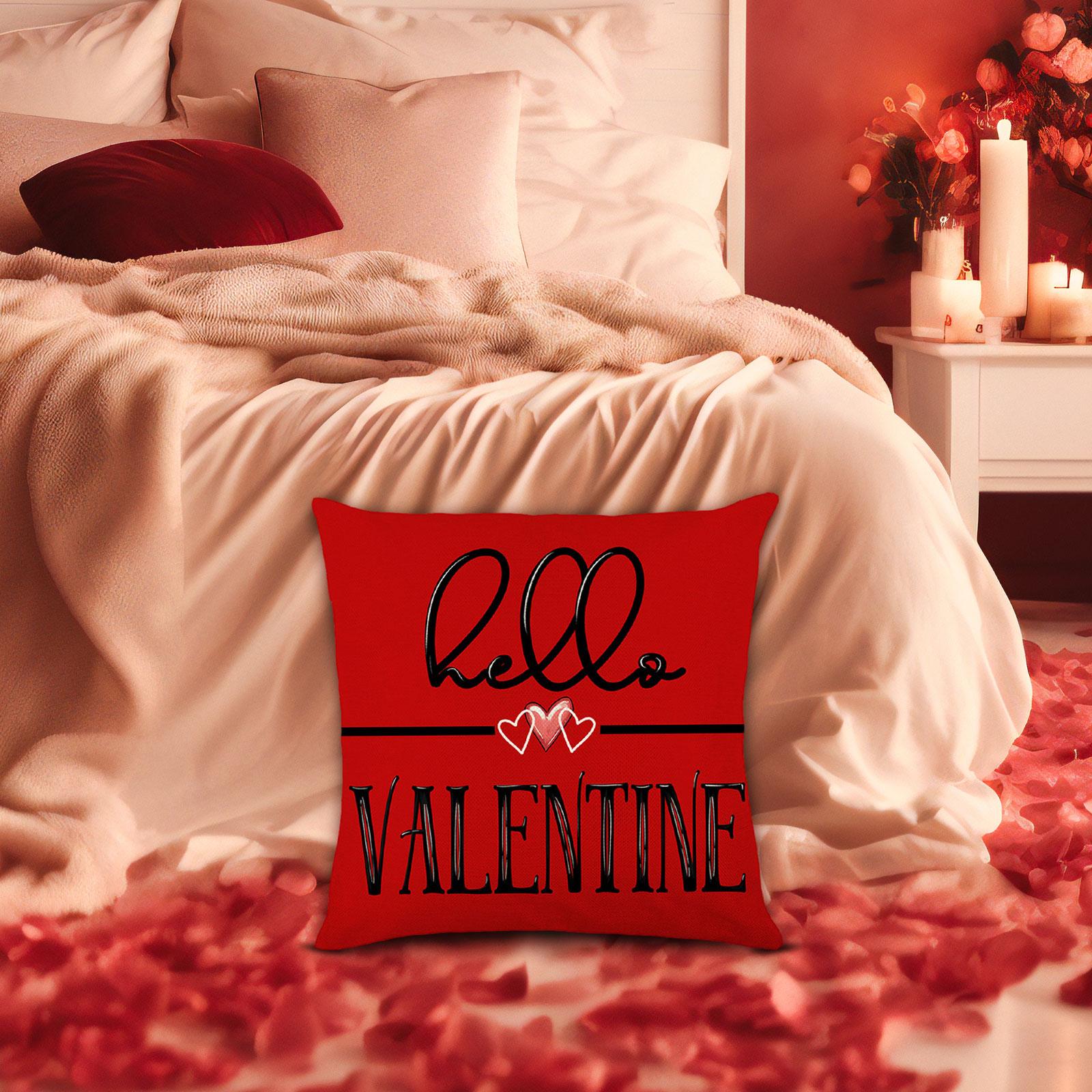Valentines Day Pillow 45x45cm Sqaure Love Heart Pattern for Couch Sofa Chair Style C