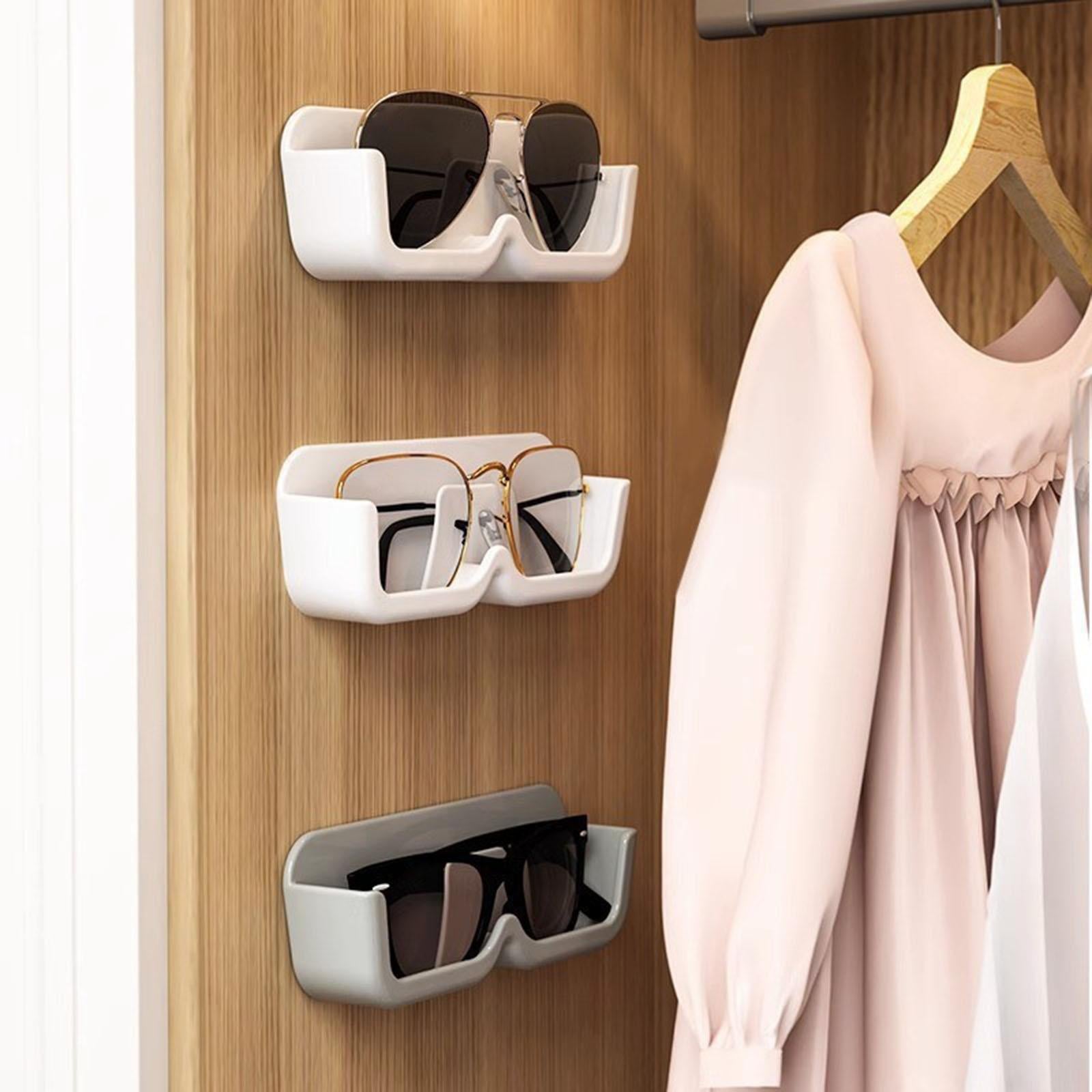2xEyeglasses Holder Wall Mount Durable Stylish for Tabletop Showcase Apartment White