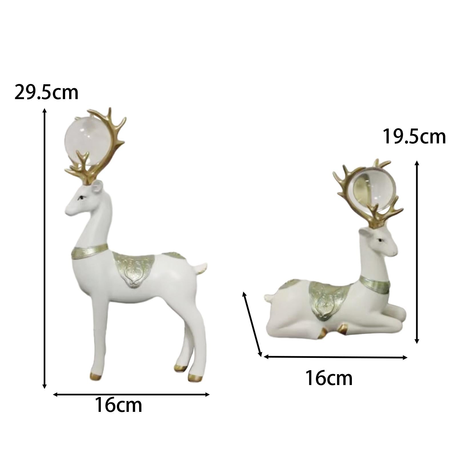2x Deer Statues Modern Resin Desktop Ornament for Fireplace Desk Living Room White