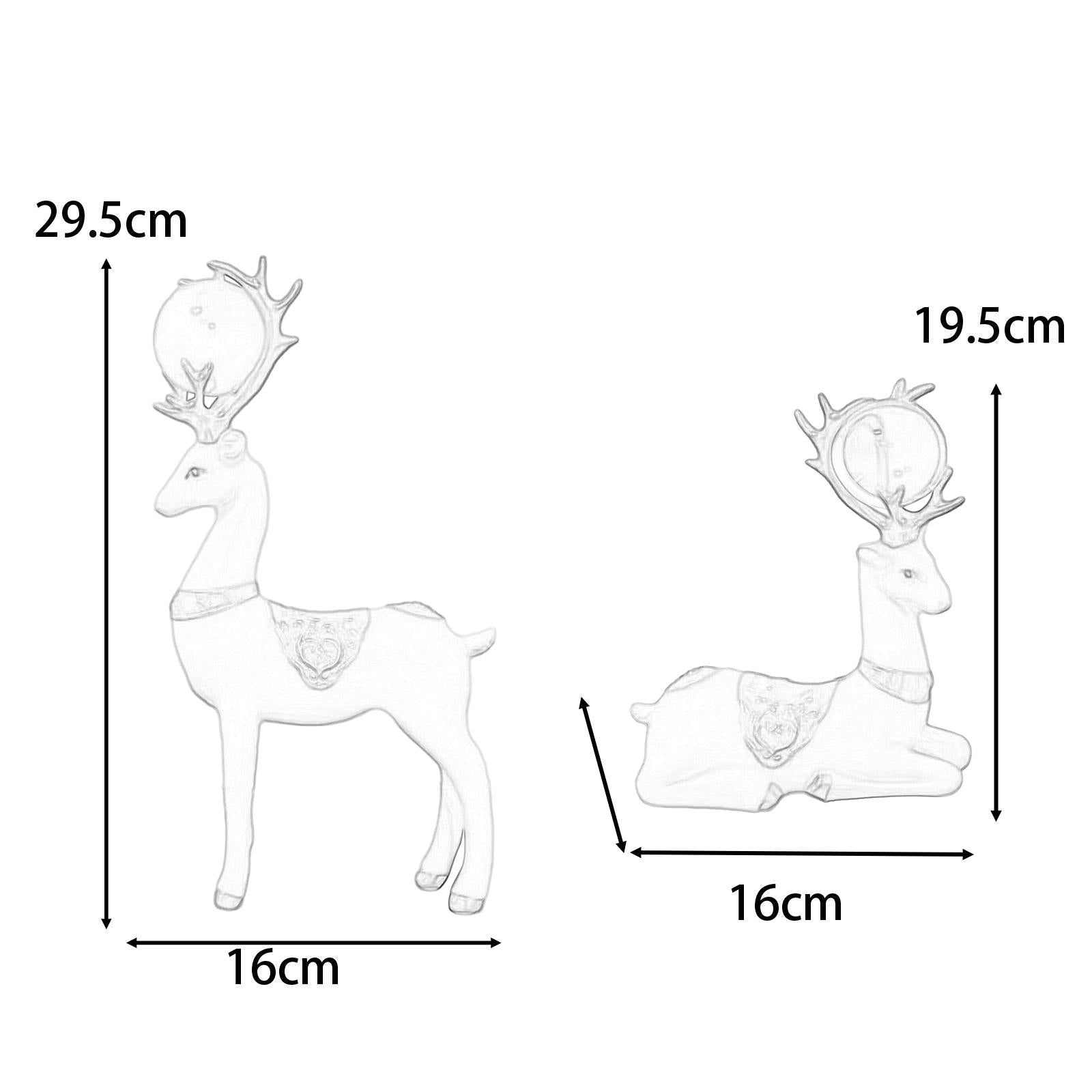 2x Deer Statues Modern Resin Desktop Ornament for Fireplace Desk Living Room Gold Silver
