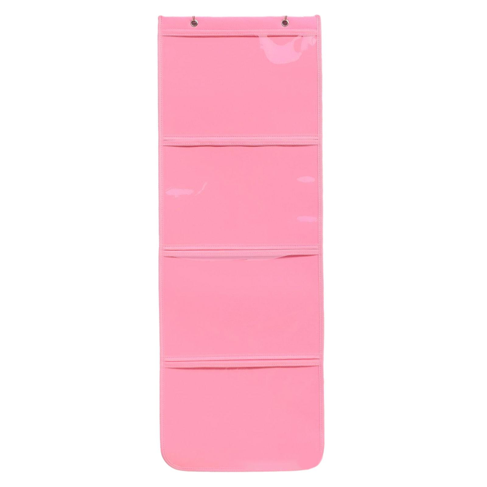 Kindergarten Art Display Hanging Bag Multipurpose Painting Hanging Organizer Pink 4 Grid