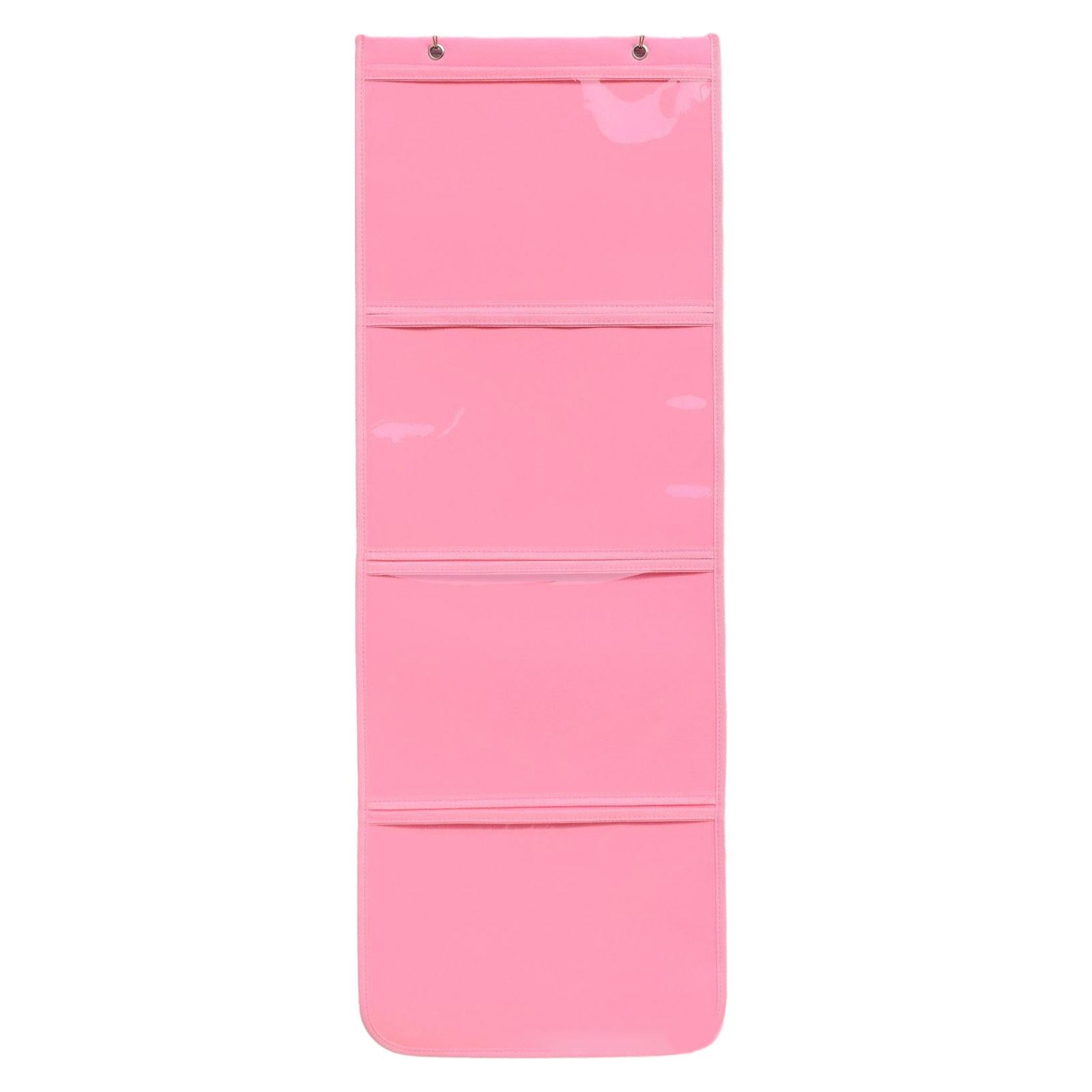 Kindergarten Art Display Hanging Bag Multipurpose Painting Hanging Organizer Pink 4 Grid