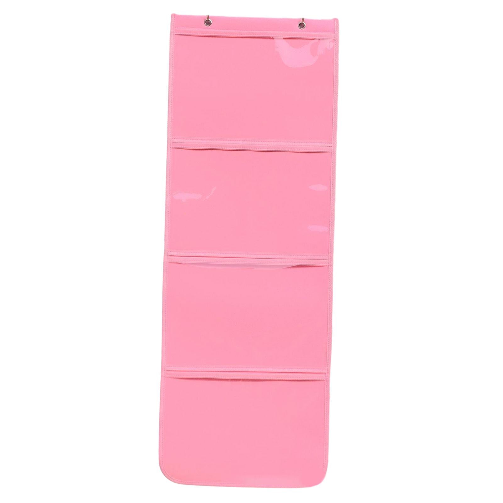 Kindergarten Art Display Hanging Bag Multipurpose Painting Hanging Organizer Pink 4 Grid