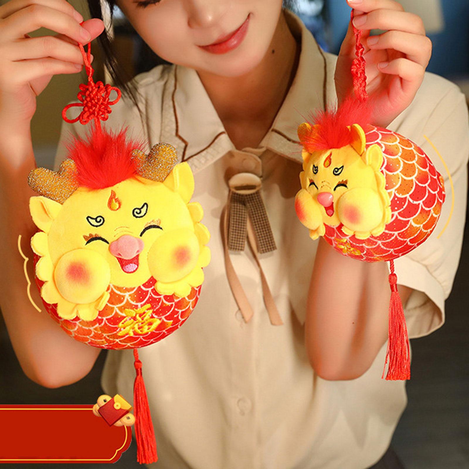 Chinese New Year Dragon Doll Kids Plush Dragon Toy for Wall Living Room Bags Height 15cm