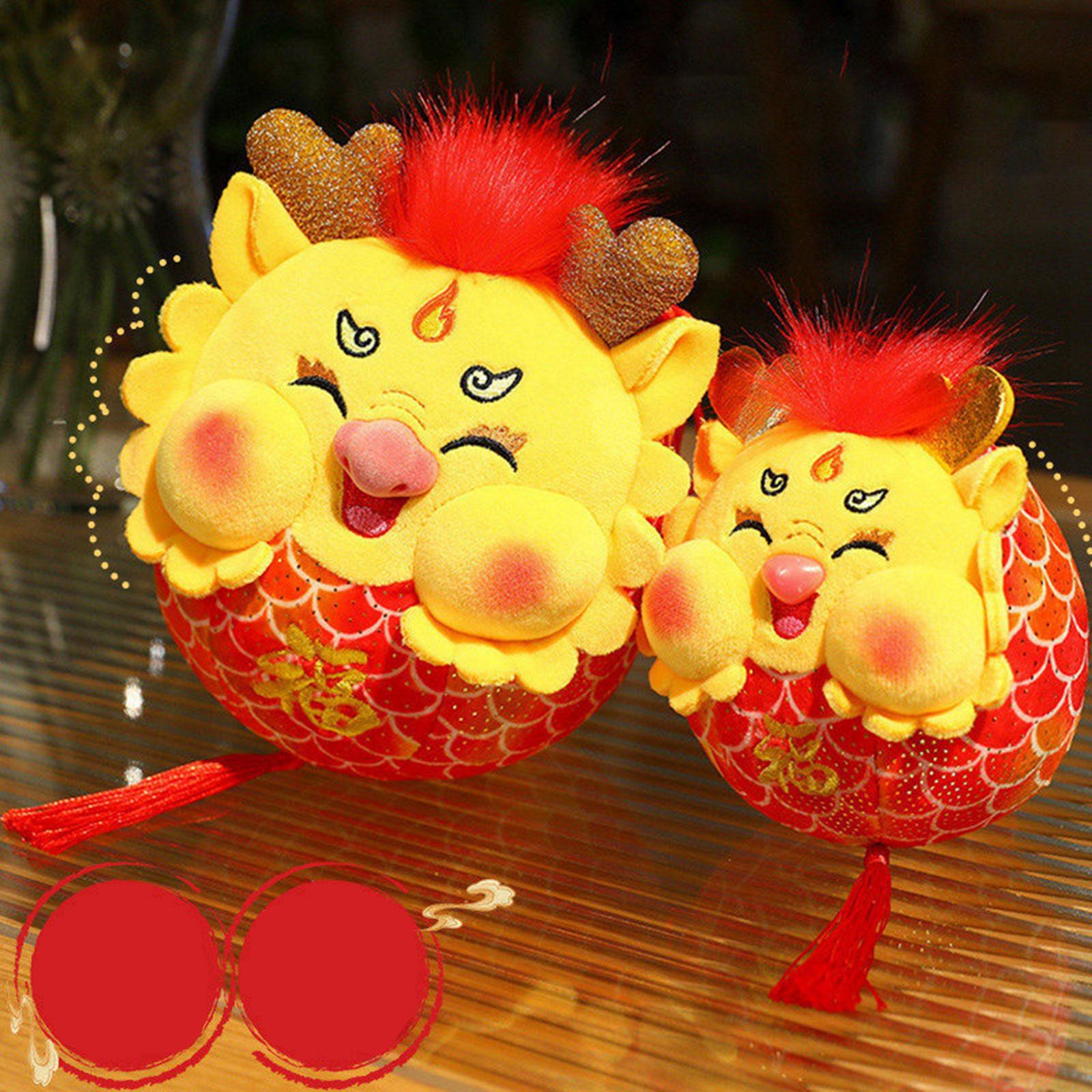 Chinese New Year Dragon Doll Kids Plush Dragon Toy for Wall Living Room Bags Height 15cm