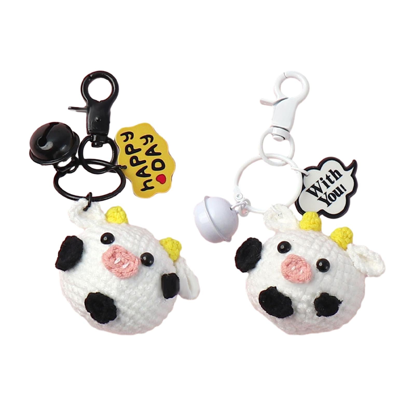 Knitted Keychain Plush Creative Charm Hanging Pendant for Wallet Phone Purse Black