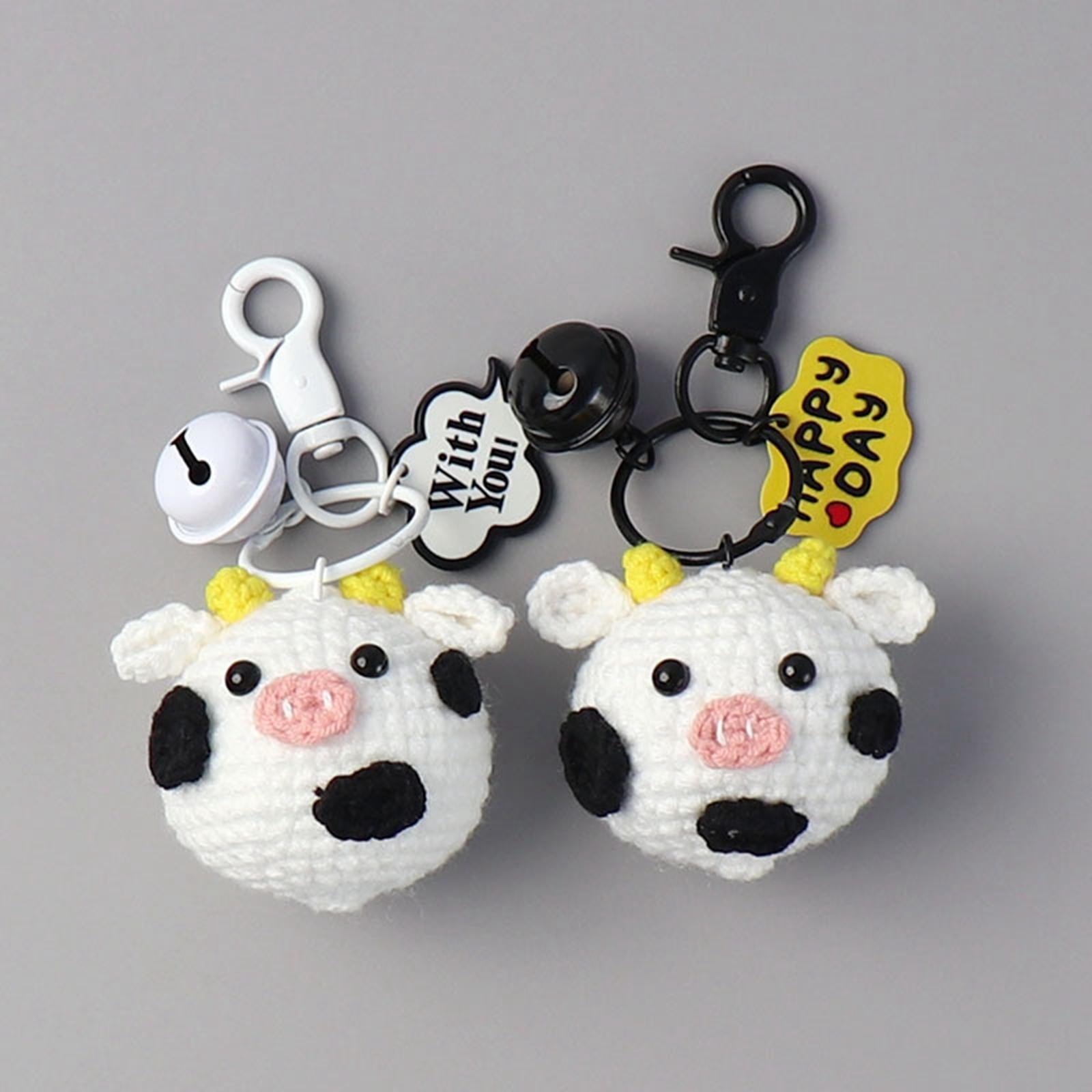 Knitted Keychain Plush Creative Charm Hanging Pendant for Wallet Phone Purse Black
