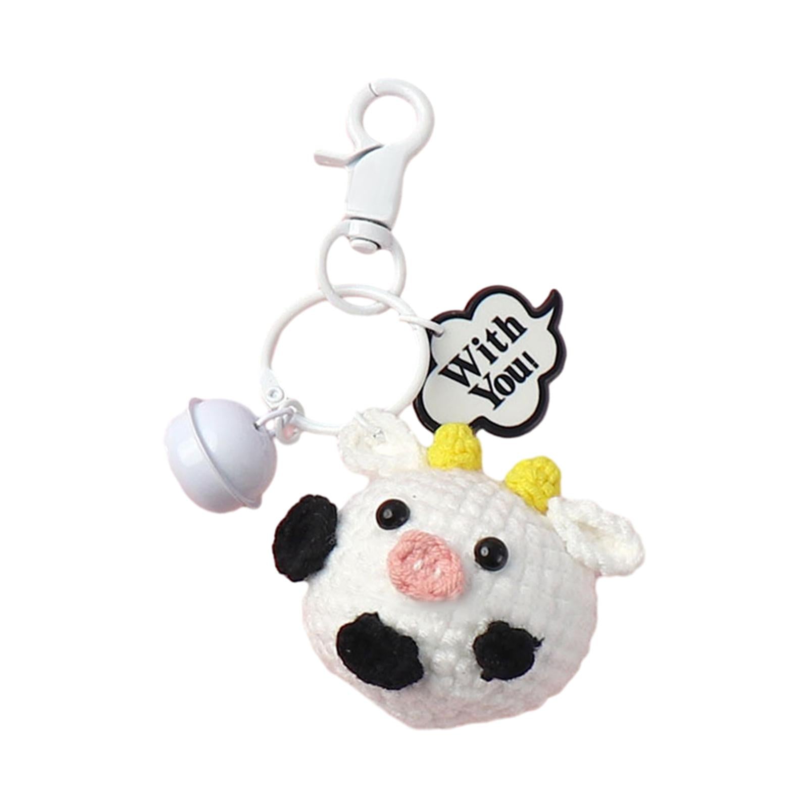 Knitted Keychain Plush Creative Charm Hanging Pendant for Wallet Phone Purse White