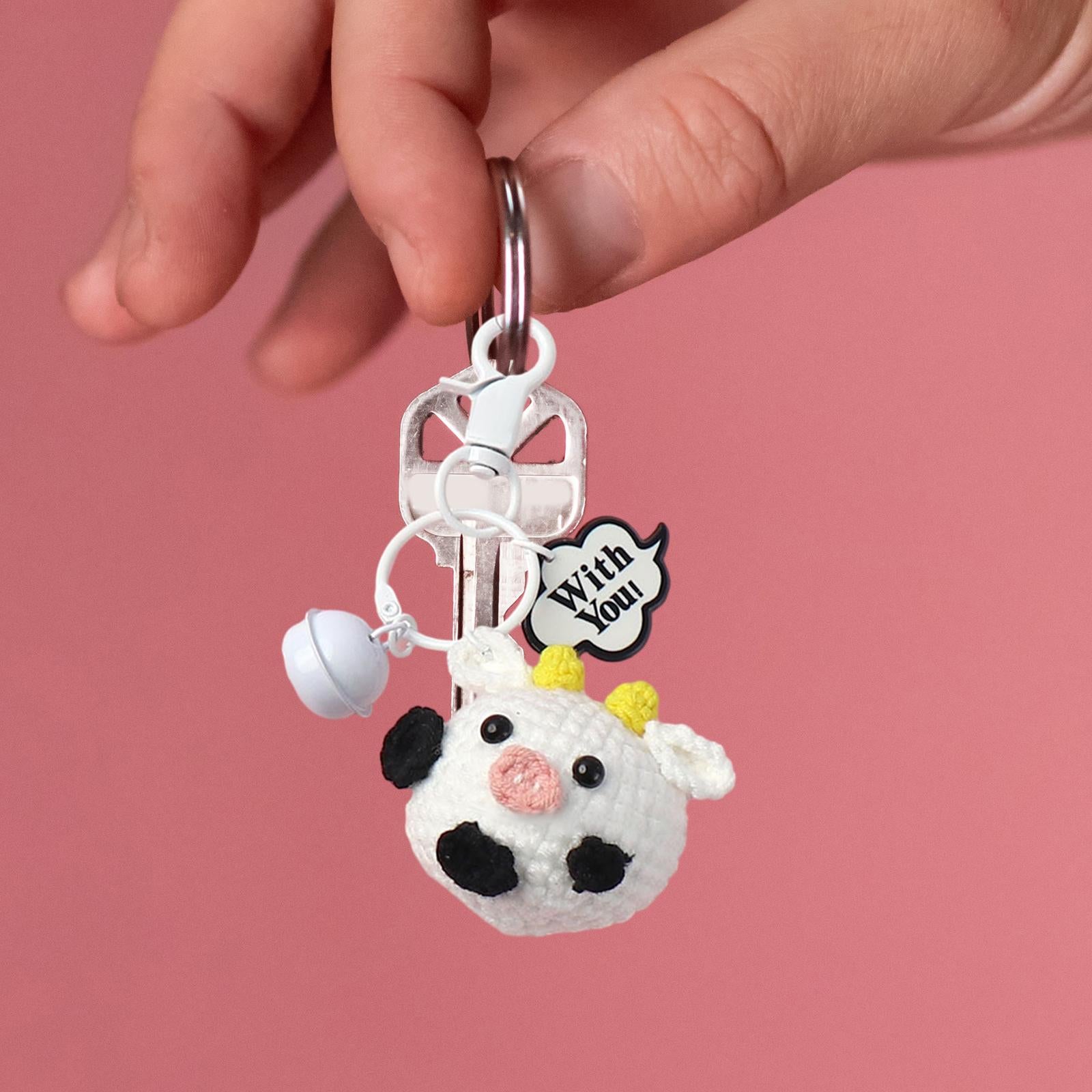 Knitted Keychain Plush Creative Charm Hanging Pendant for Wallet Phone Purse White
