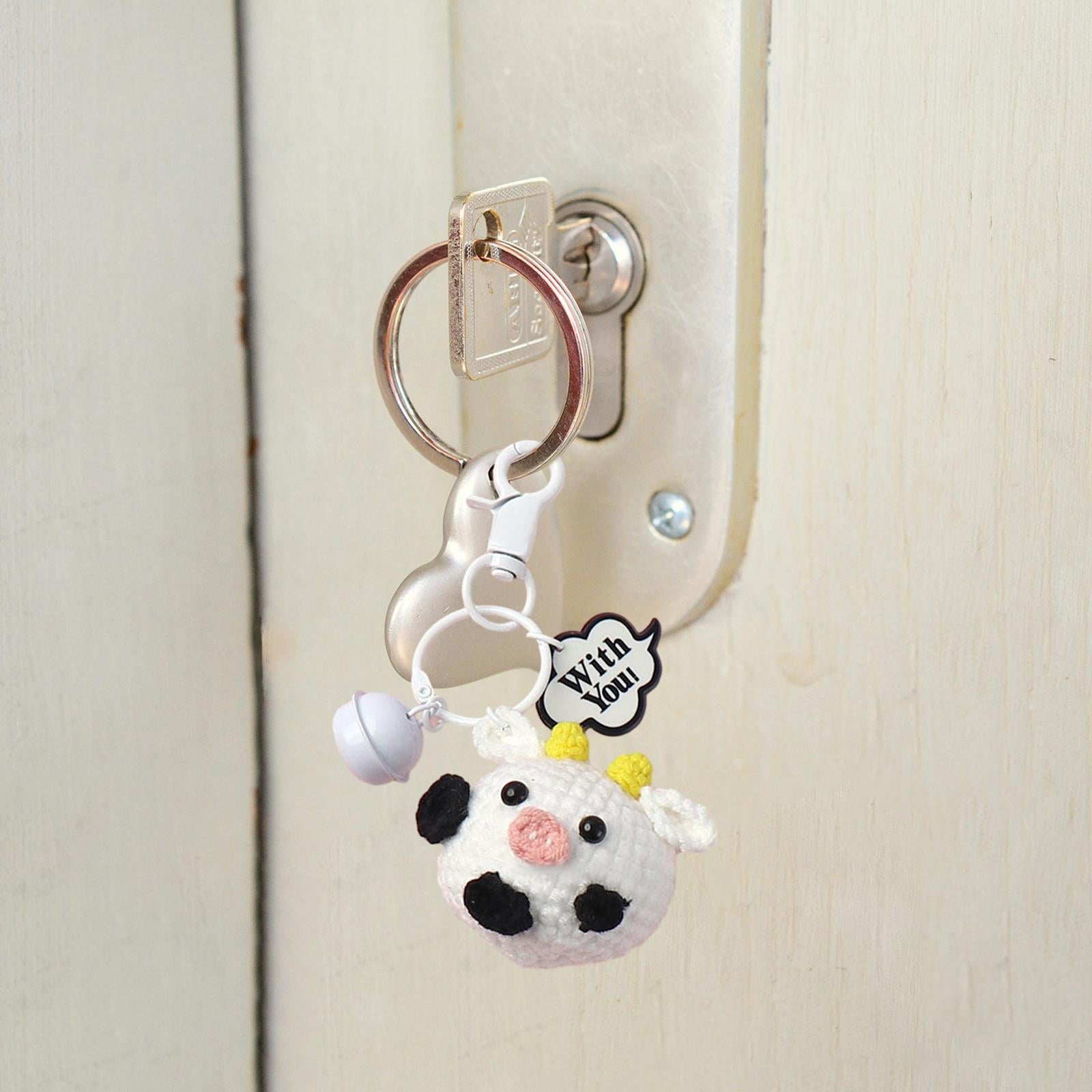 Knitted Keychain Plush Creative Charm Hanging Pendant for Wallet Phone Purse White