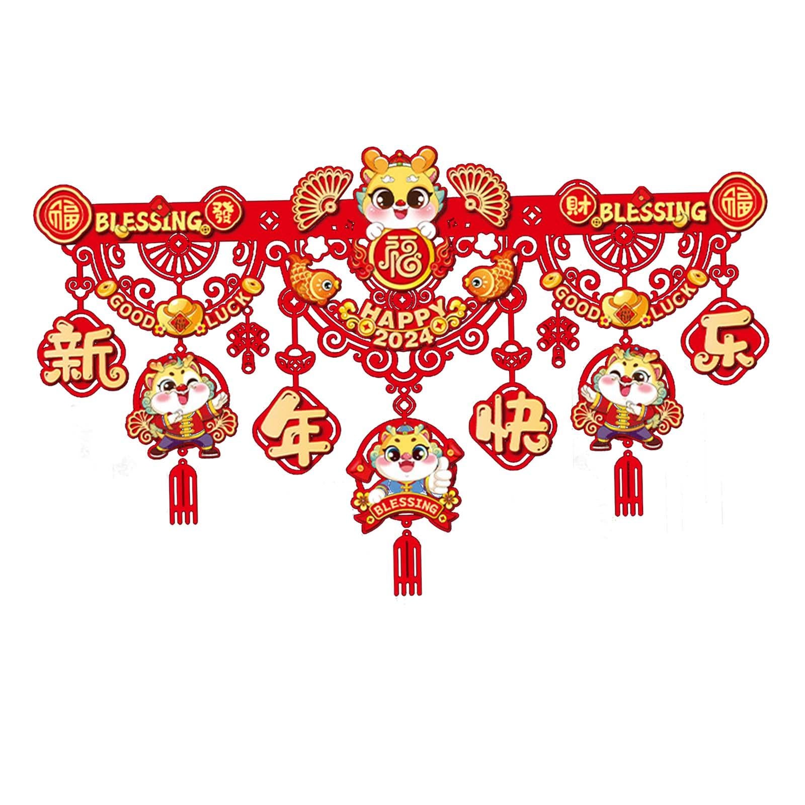 2xChinese New Year Decoration Lucky Door Decoration for Office Door Wall Style D