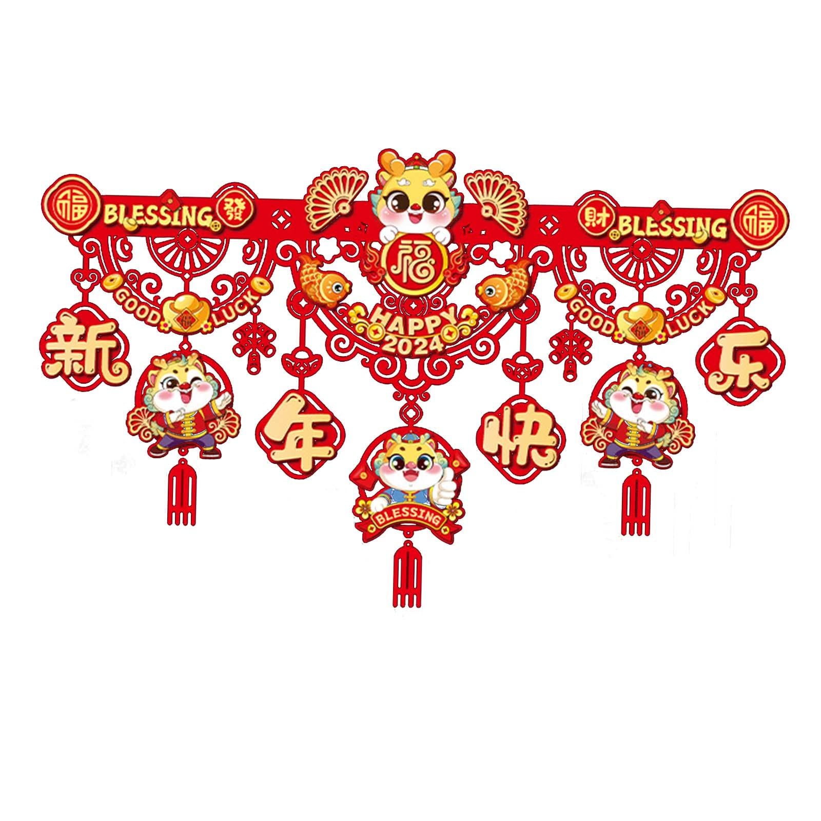2xChinese New Year Decoration Lucky Door Decoration for Office Door Wall Style D
