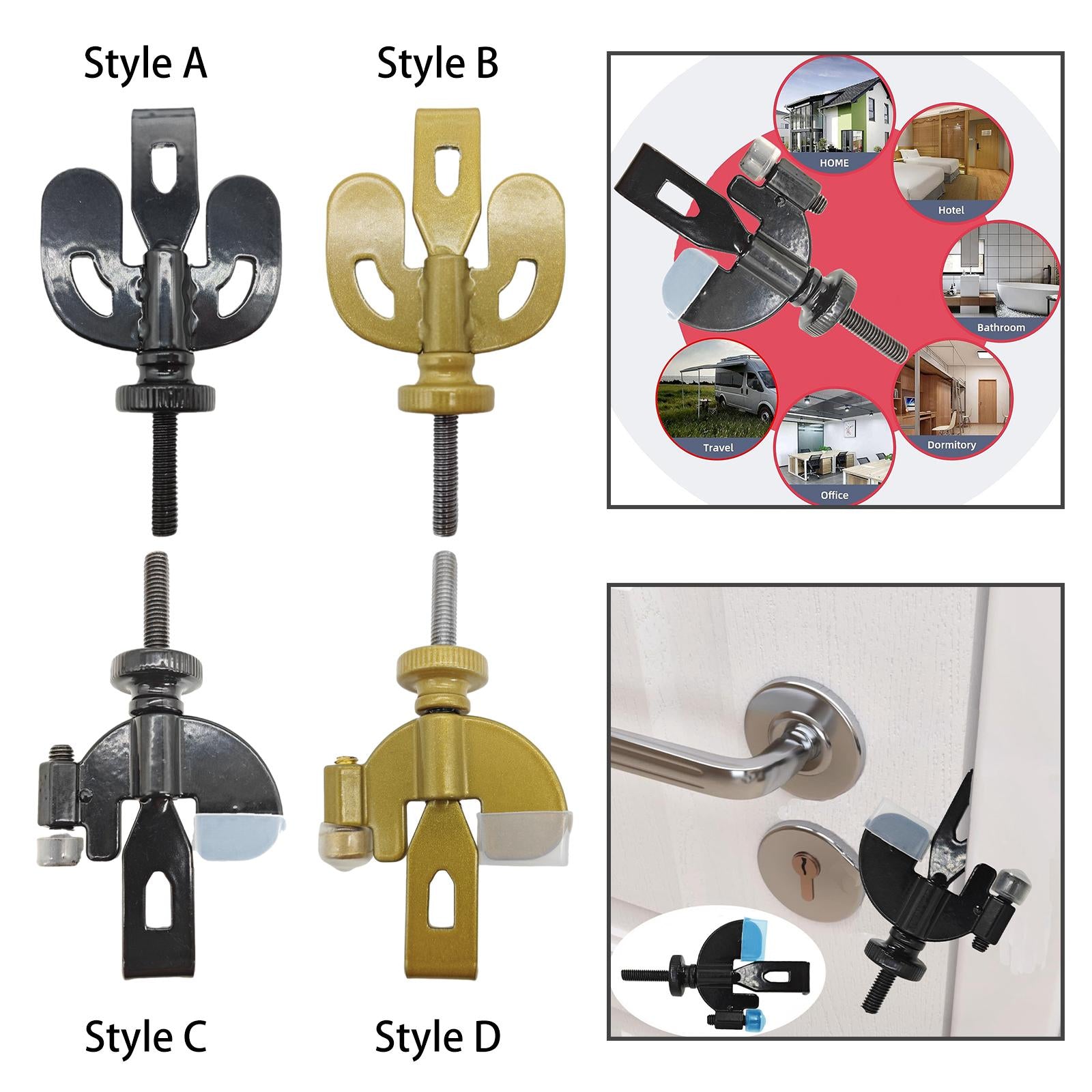 Portable Door Lock Gift Hardware Hotel Door Lock for Bedroom Bathrooms Rooms Style A