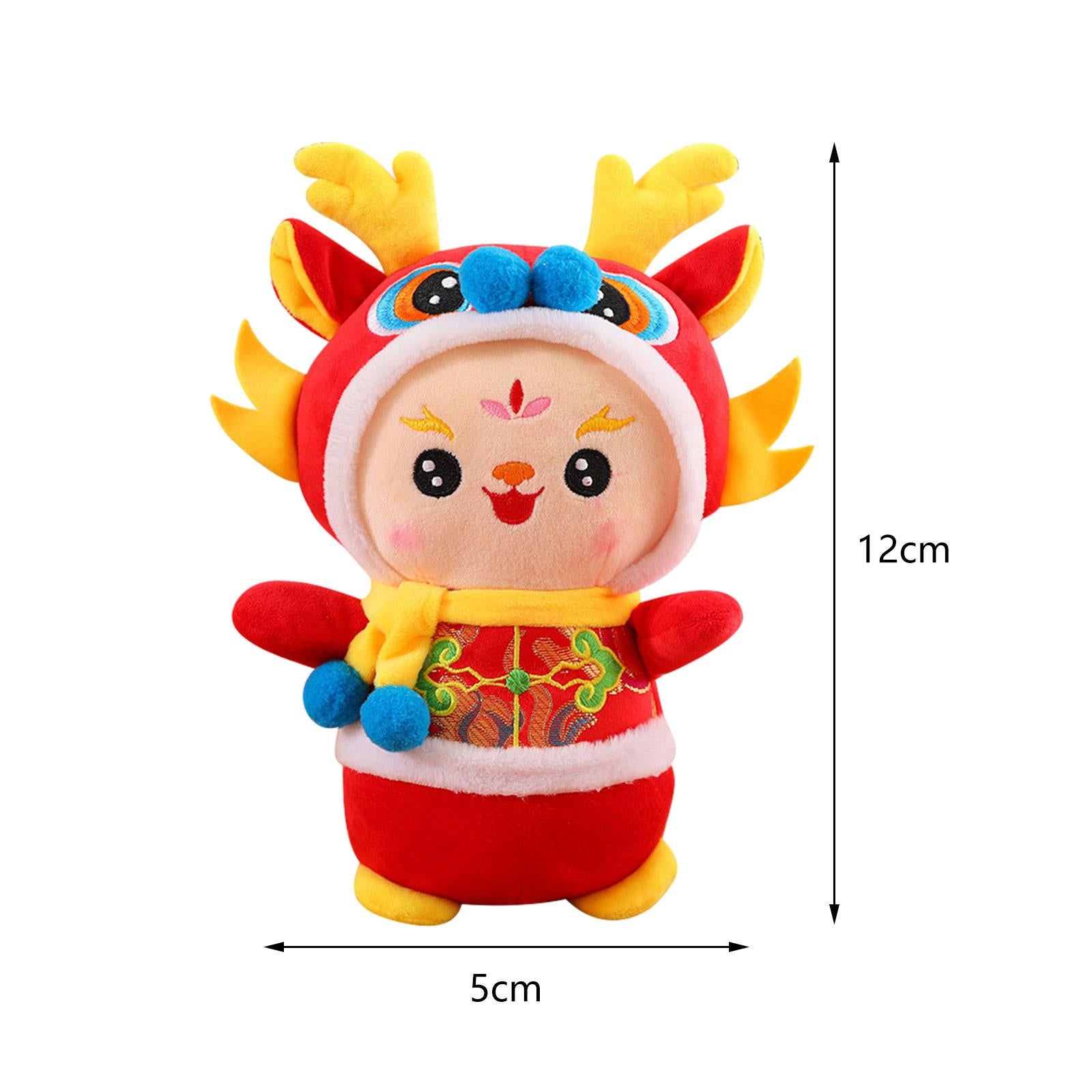 Chinese New Year Dragon Doll Dragon Figure for Holiday Restaurant Study Room 12cmx5cm