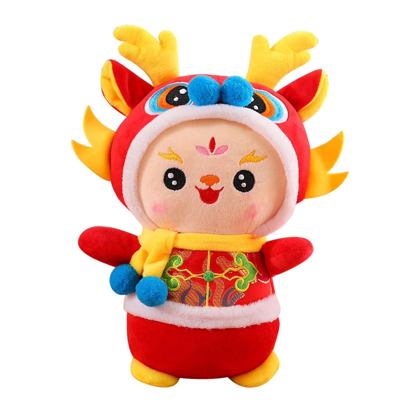 Chinese New Year Dragon Doll Dragon Figure for Holiday Restaurant Study Room 18cmx8cm