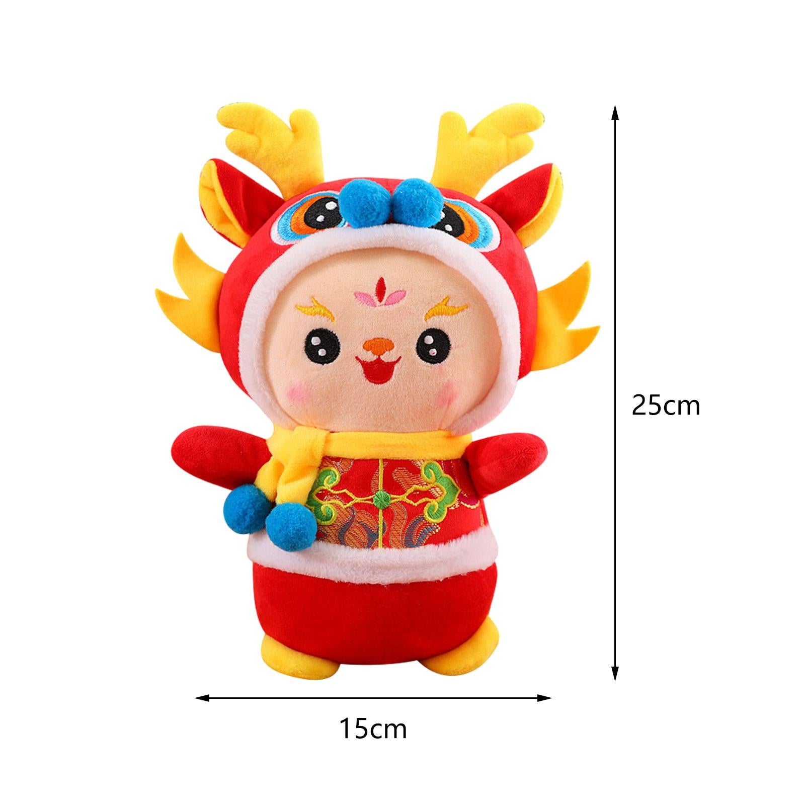 Chinese New Year Dragon Doll Dragon Figure for Holiday Restaurant Study Room 25cmx15cm
