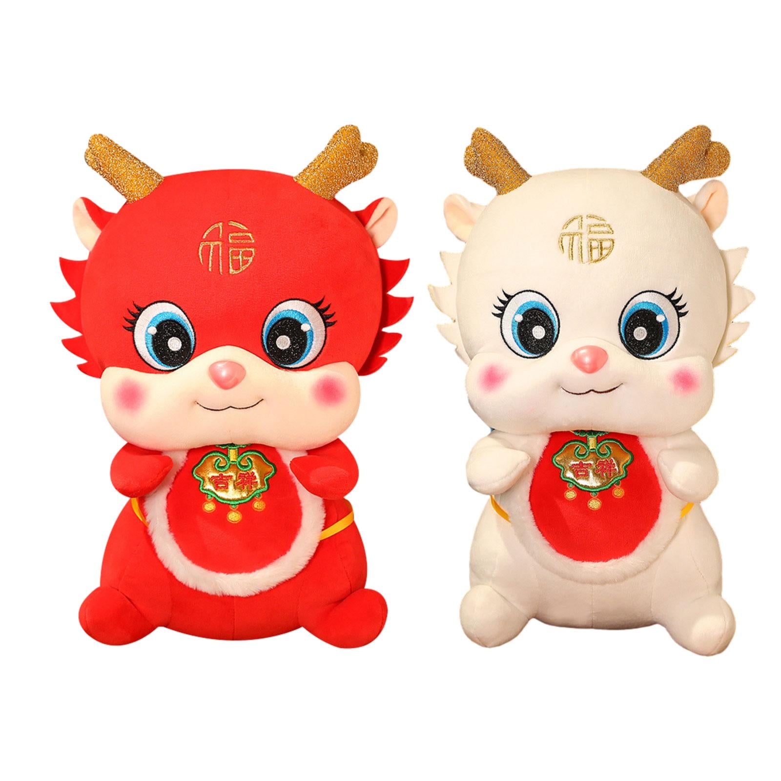 Stuffed Animal Ornament Decor Party Favors Chinese New Year Dragon Plush Toy Red