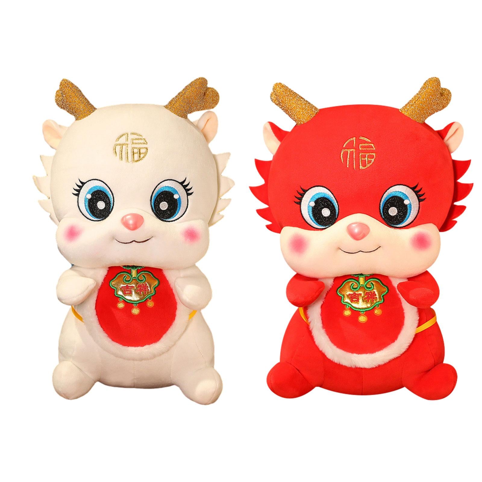 Stuffed Animal Ornament Decor Party Favors Chinese New Year Dragon Plush Toy Red