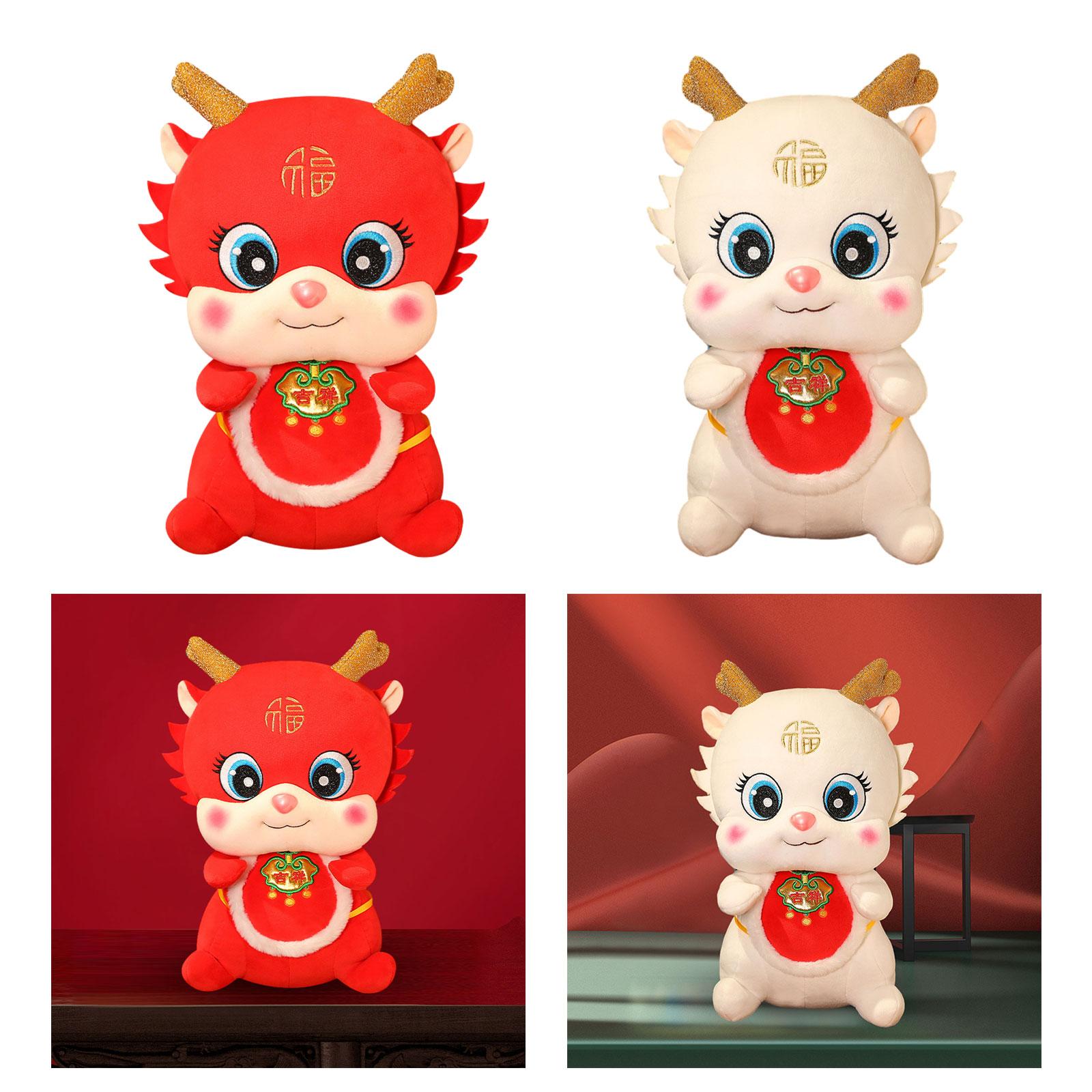 Stuffed Animal Ornament Decor Party Favors Chinese New Year Dragon Plush Toy Red