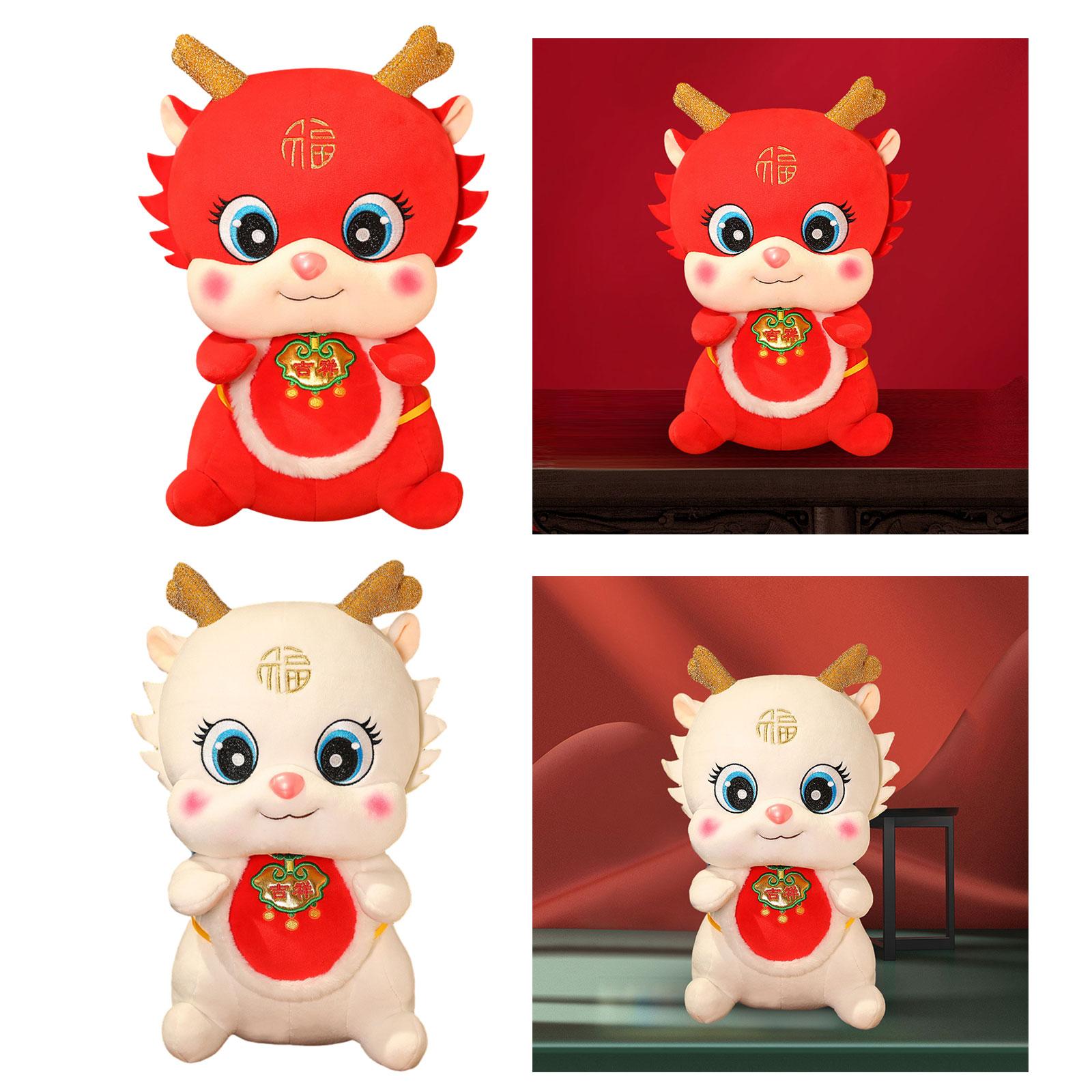 Stuffed Animal Ornament Decor Party Favors Chinese New Year Dragon Plush Toy Red