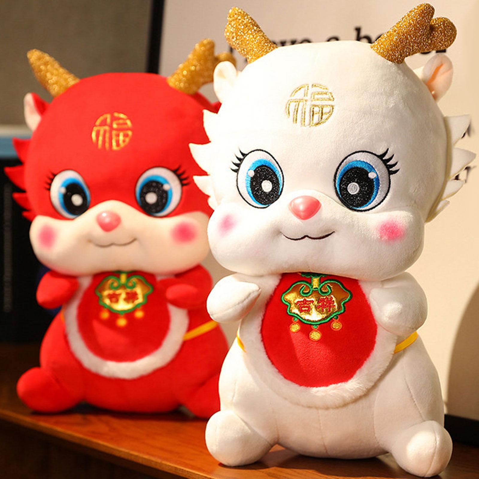 Stuffed Animal Ornament Decor Party Favors Chinese New Year Dragon Plush Toy Red