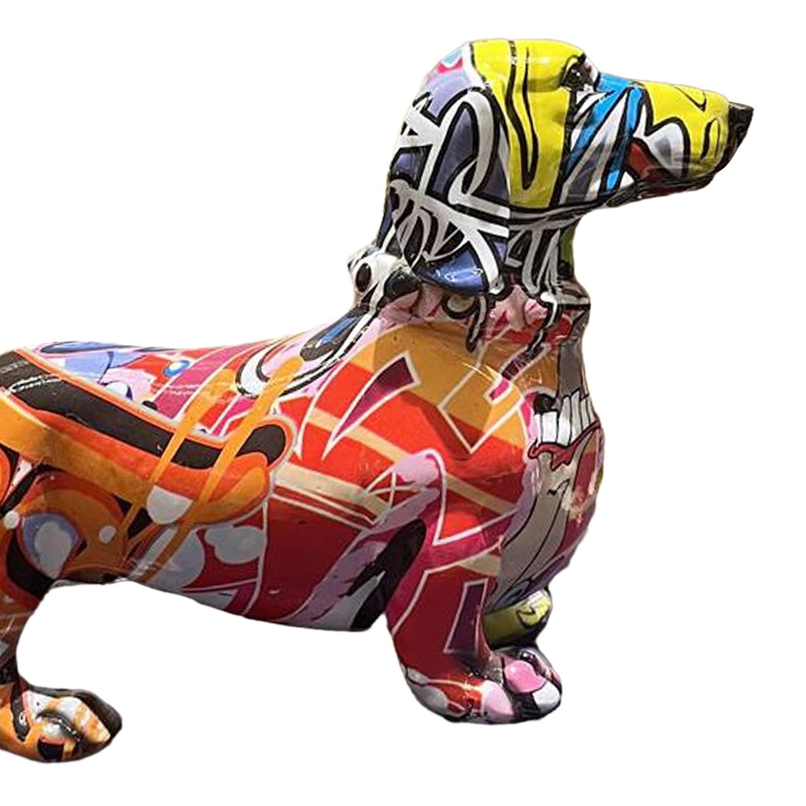 Polyresin Dog Statue Figurine Desktop Decoration Dachshund Statue for Office Graffiti