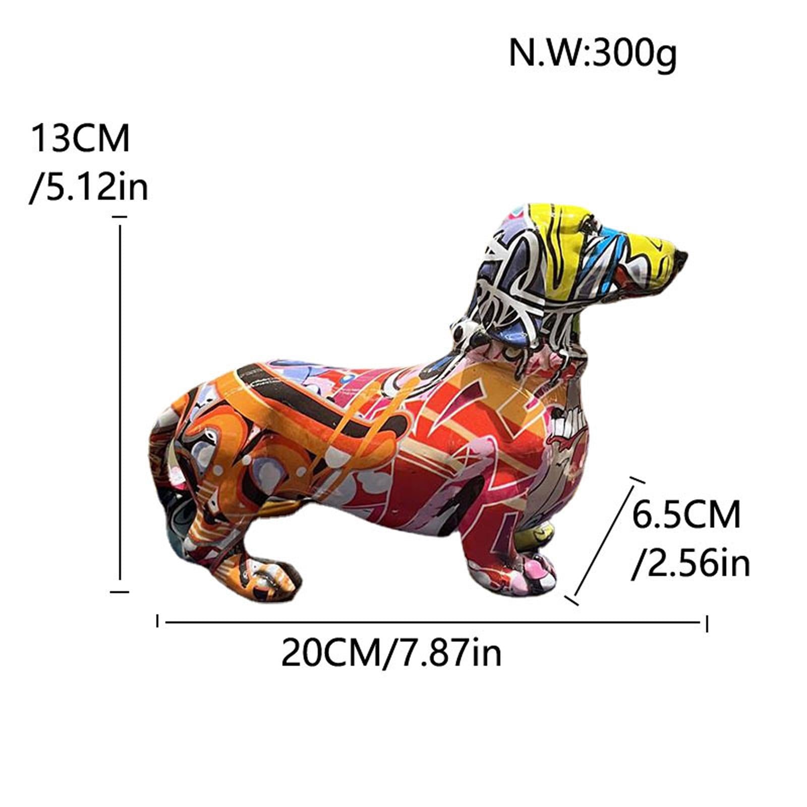 Polyresin Dog Statue Figurine Desktop Decoration Dachshund Statue for Office Graffiti