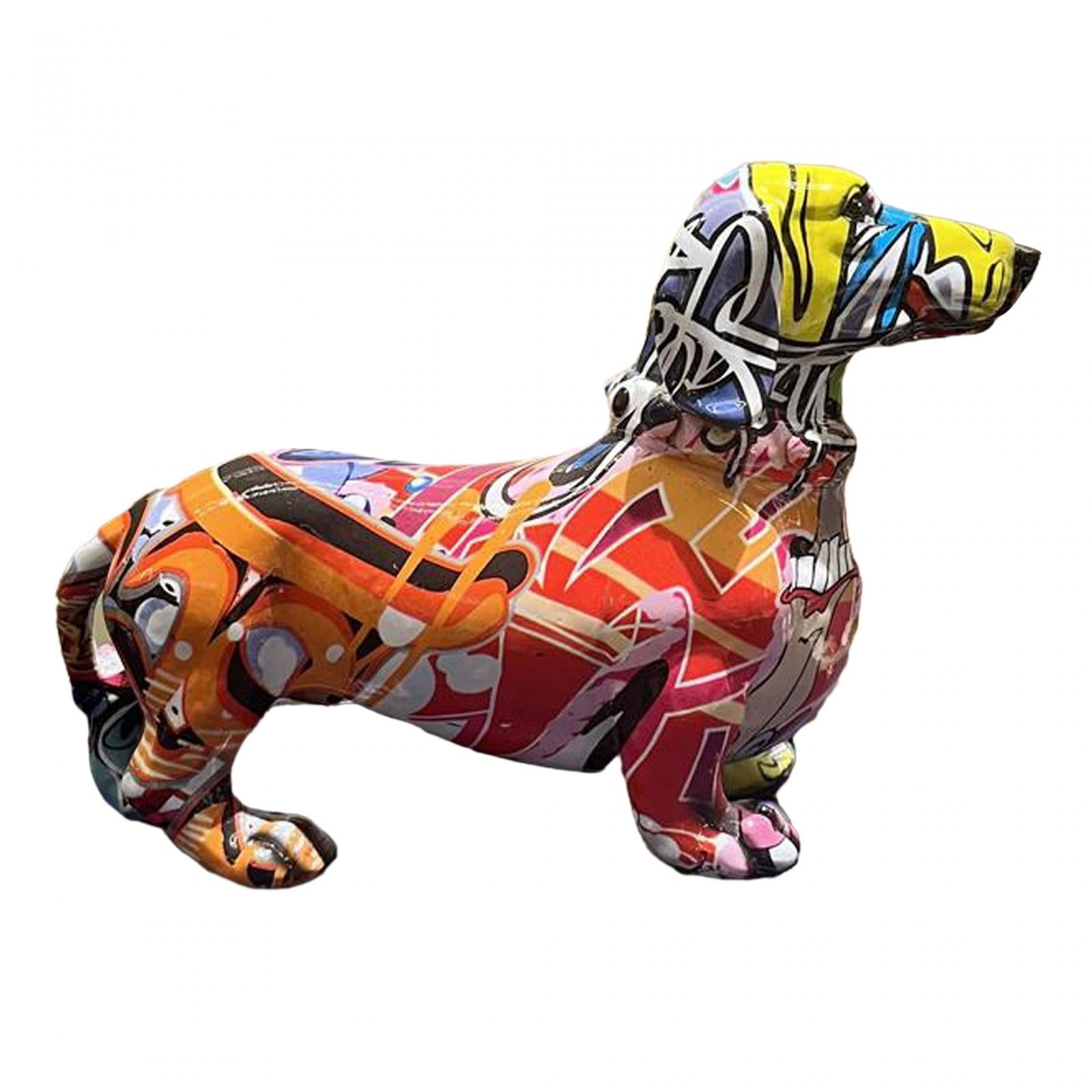 Polyresin Dog Statue Figurine Desktop Decoration Dachshund Statue for Office Graffiti