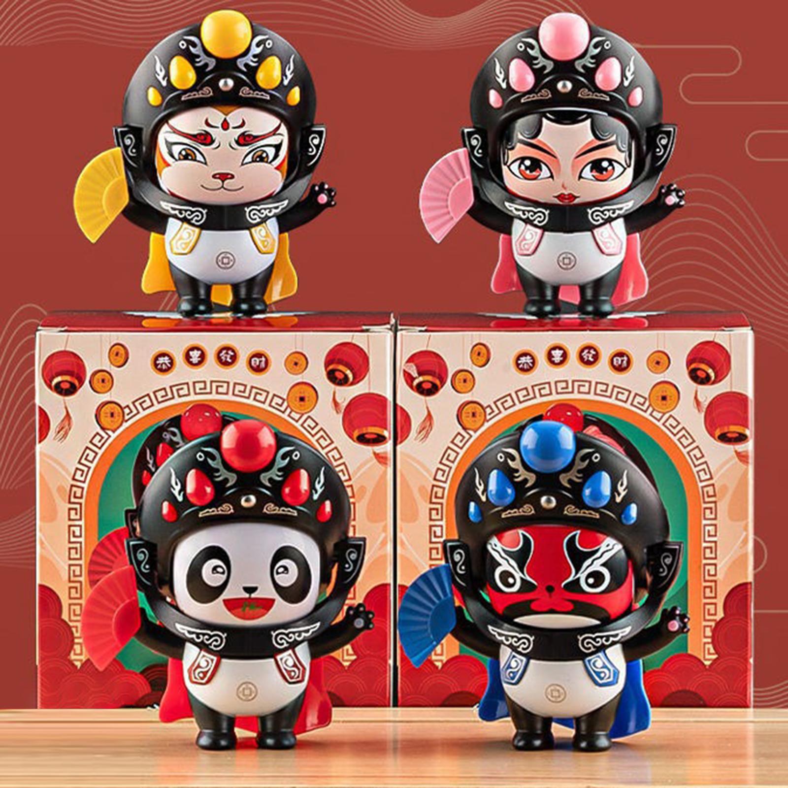 Sichuan Opera Face Changing Doll for Car Dashboard Decoration Office Cabinet Pink