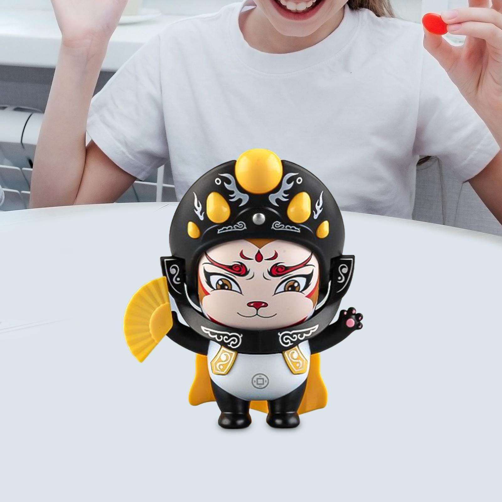 Sichuan Opera Face Changing Doll for Car Dashboard Decoration Office Cabinet Yellow