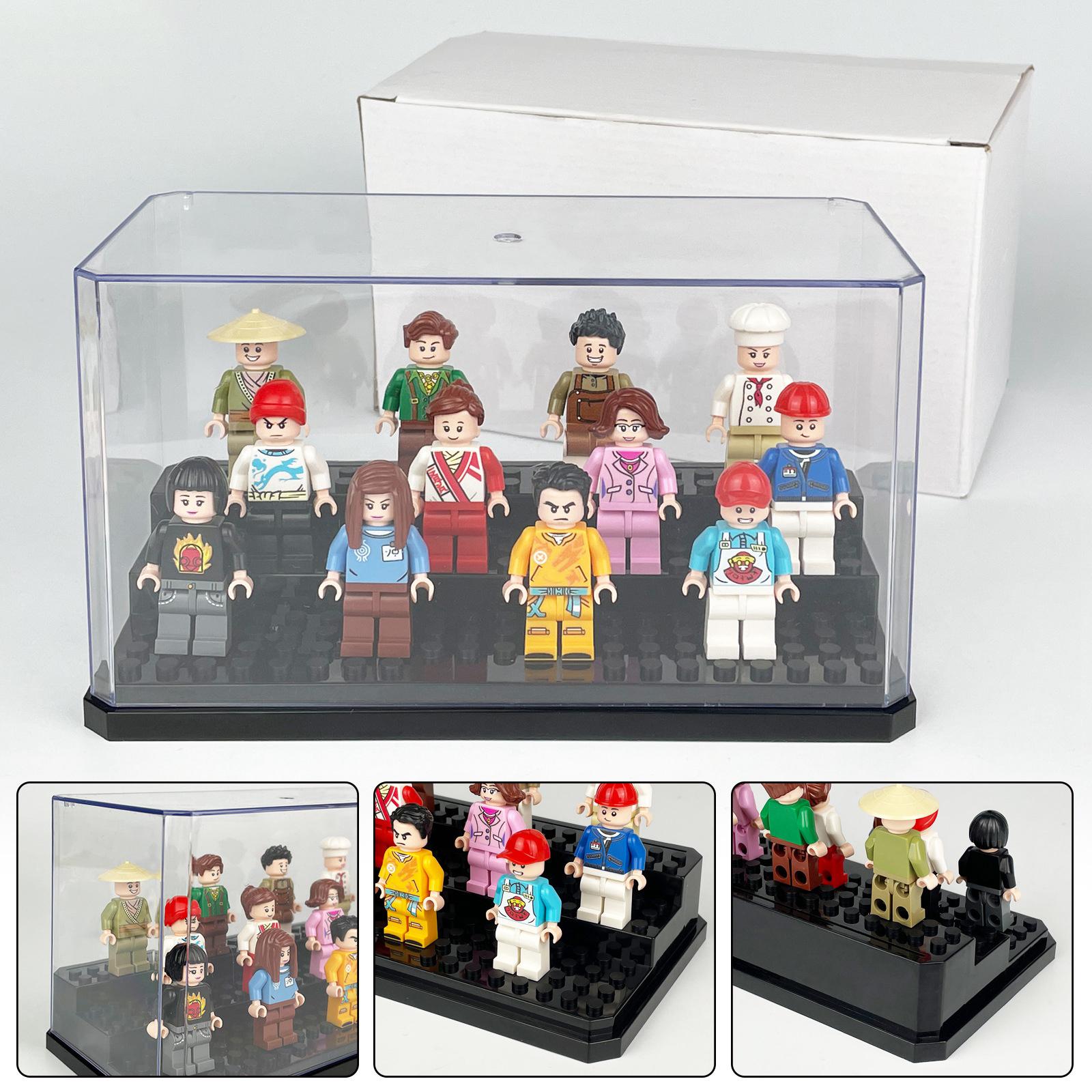 Figure Display Box Protection Showcase for Models Brick Figures Collectibles three steps black