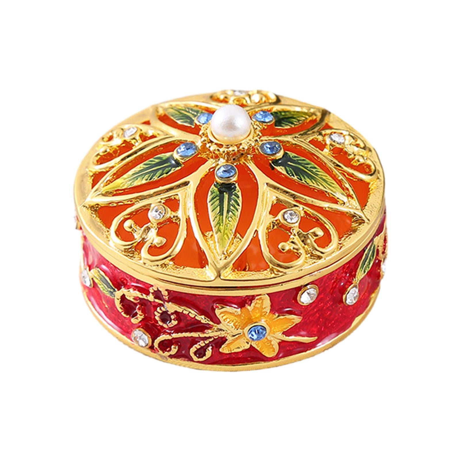Jewelry Box Lady Metal Enameled Jewelry Trinket for Wedding Tabletop Bedroom