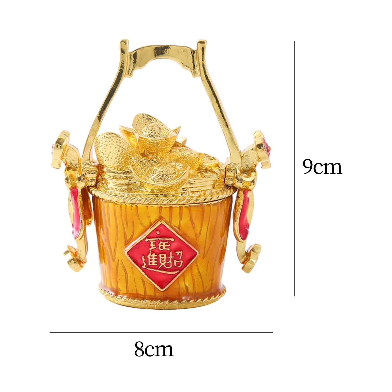 Chinese Fortune Bucket Jewelry Box Metal Modern for Drawing Room Desk Travel
