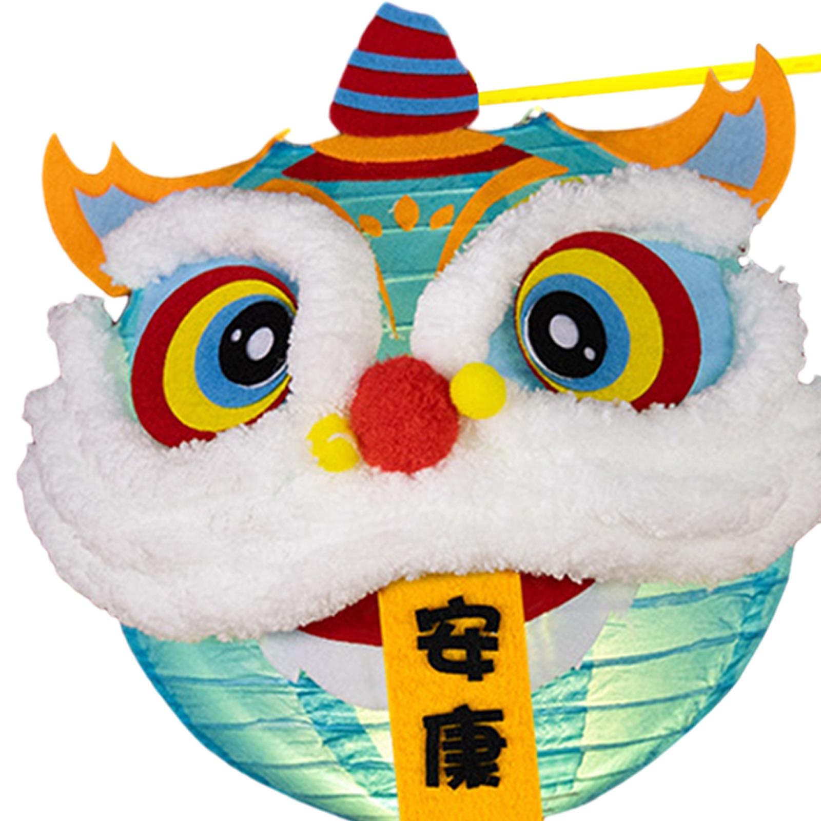 Spring Festival Lanterns DIY Materials Kits Dance Lion Lantern for Cafe Home Good Health