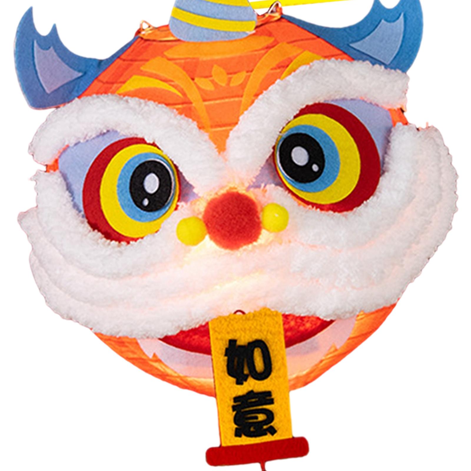 Spring Festival Lanterns DIY Materials Kits Dance Lion Lantern for Cafe Home Wishes