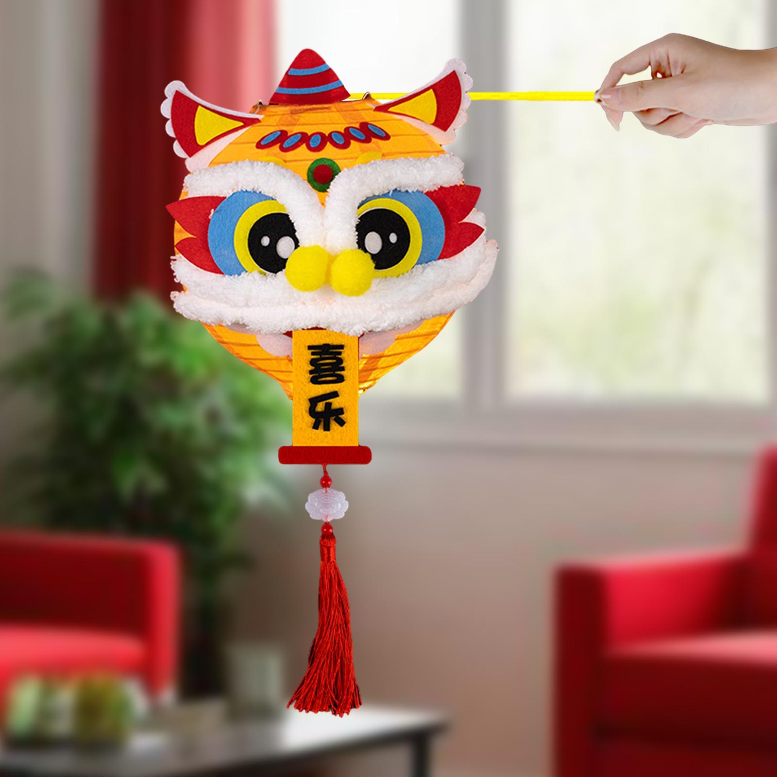 Spring Festival Lanterns DIY Materials Kits Dance Lion Lantern for Cafe Home Happy