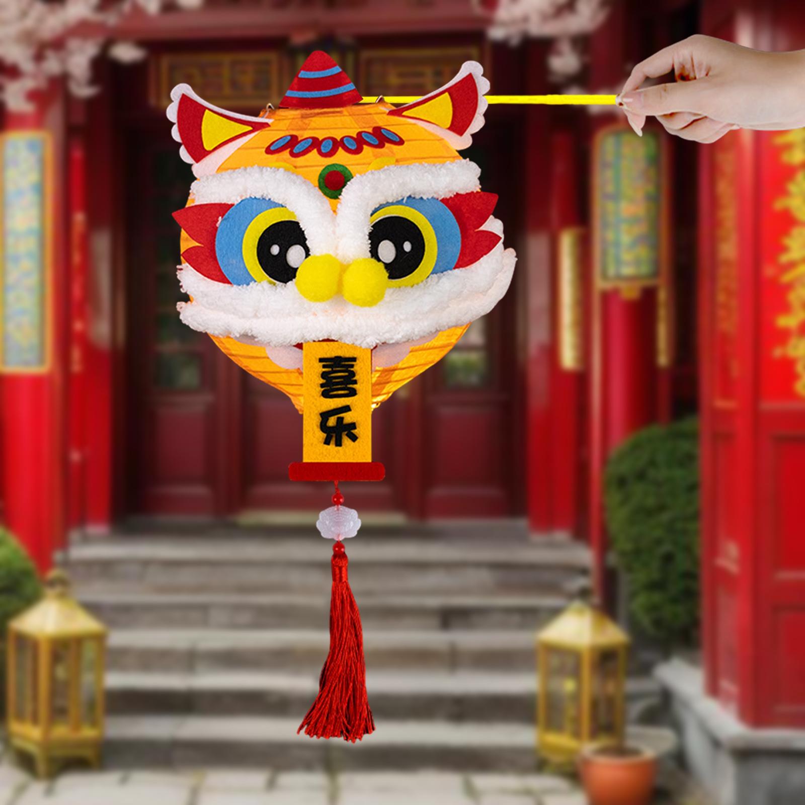 Spring Festival Lanterns DIY Materials Kits Dance Lion Lantern for Cafe Home Happy
