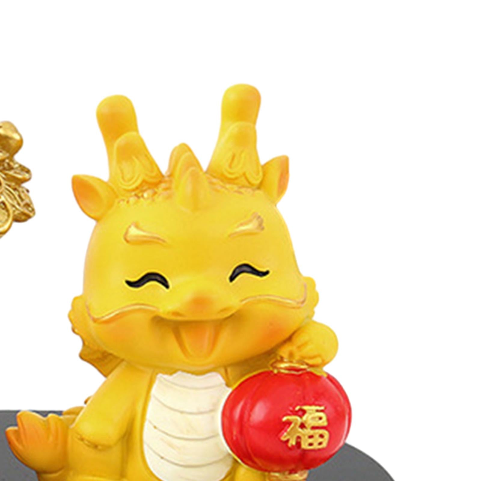 Chinese Dragon Statue with Money Tree Statue for New Year Birthday Gift Cafe Style D