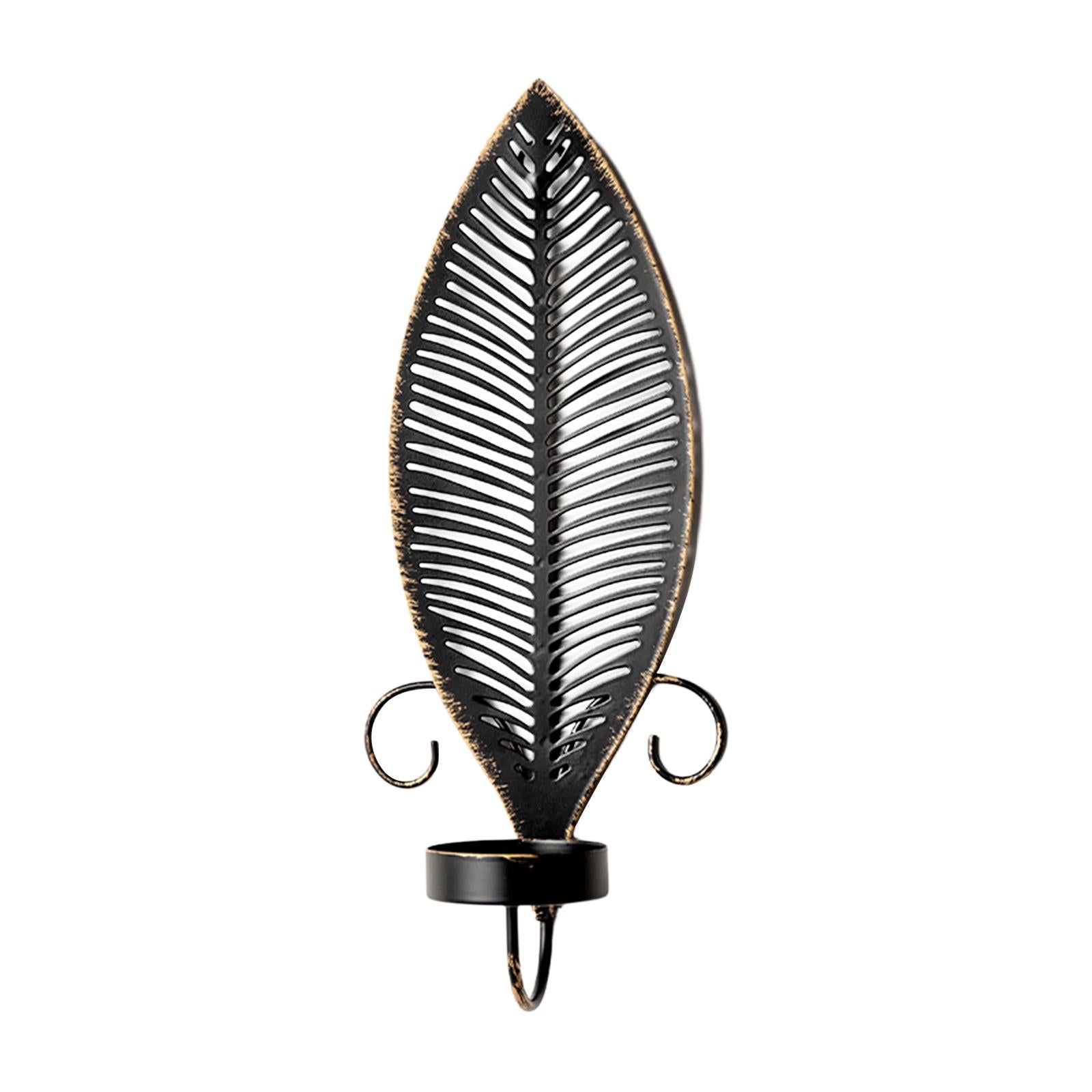 Metal Candle Holder Leaf Shaped Ornament for Festival Mantel Valentine's Day Wall Mounted