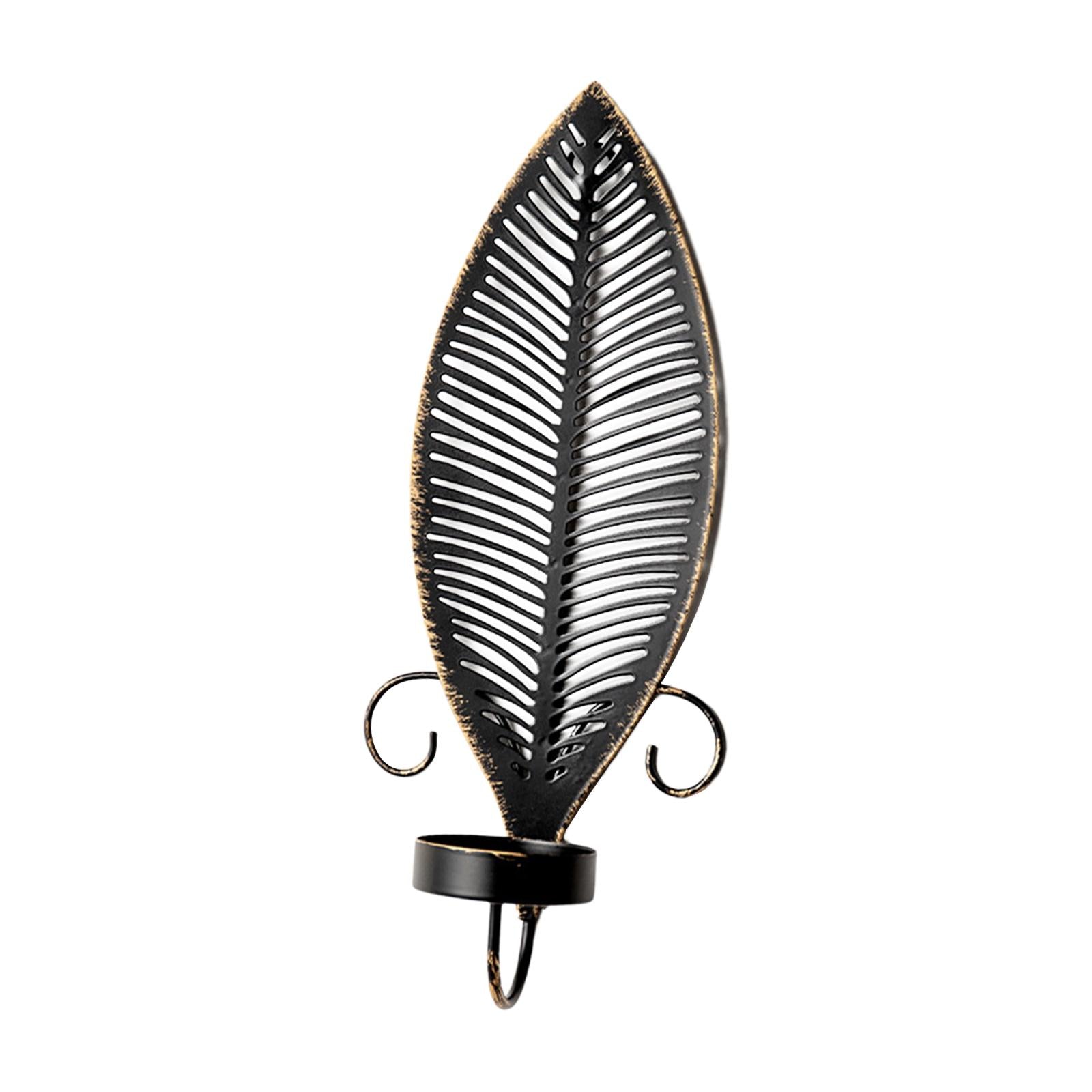 Metal Candle Holder Leaf Shaped Ornament for Festival Mantel Valentine's Day Wall Mounted