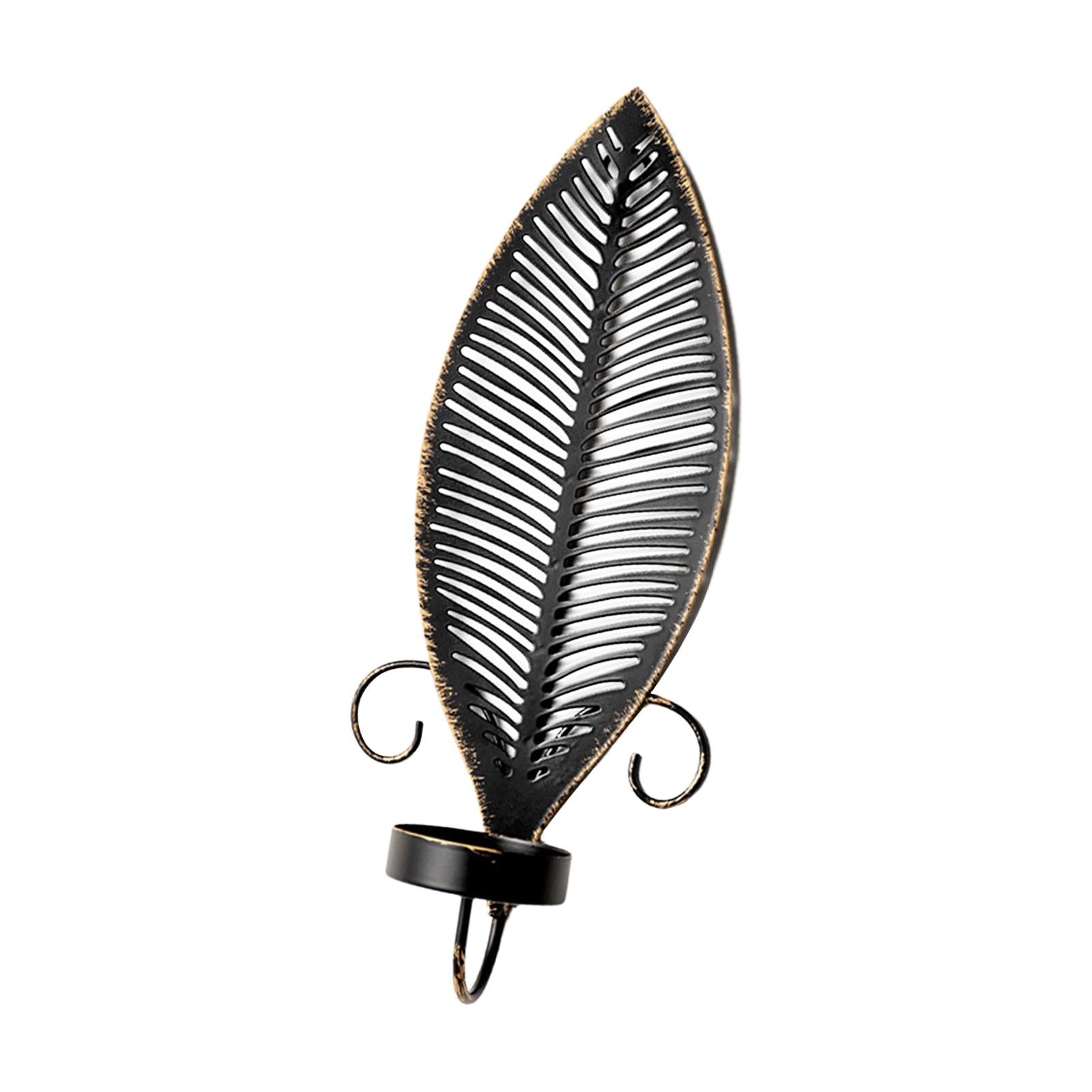 Metal Candle Holder Leaf Shaped Ornament for Festival Mantel Valentine's Day Wall Mounted