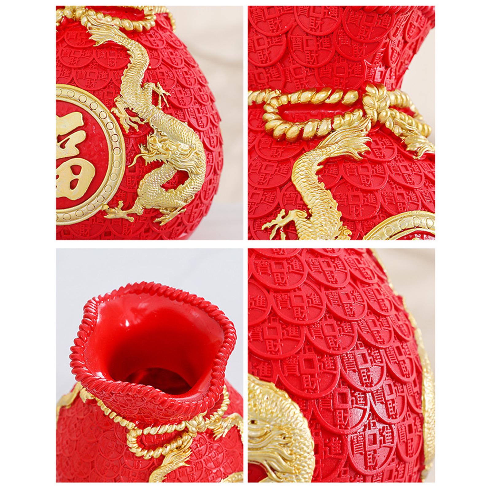 Money Bag Figurine Flower Vase Collection Flowerpot for Cabinet Desk Bedroom Red