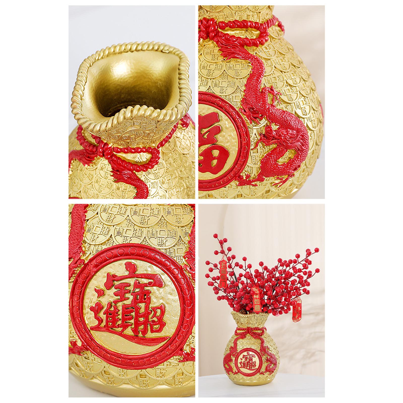 Money Bag Figurine Flower Vase Collection Flowerpot for Cabinet Desk Bedroom Gold