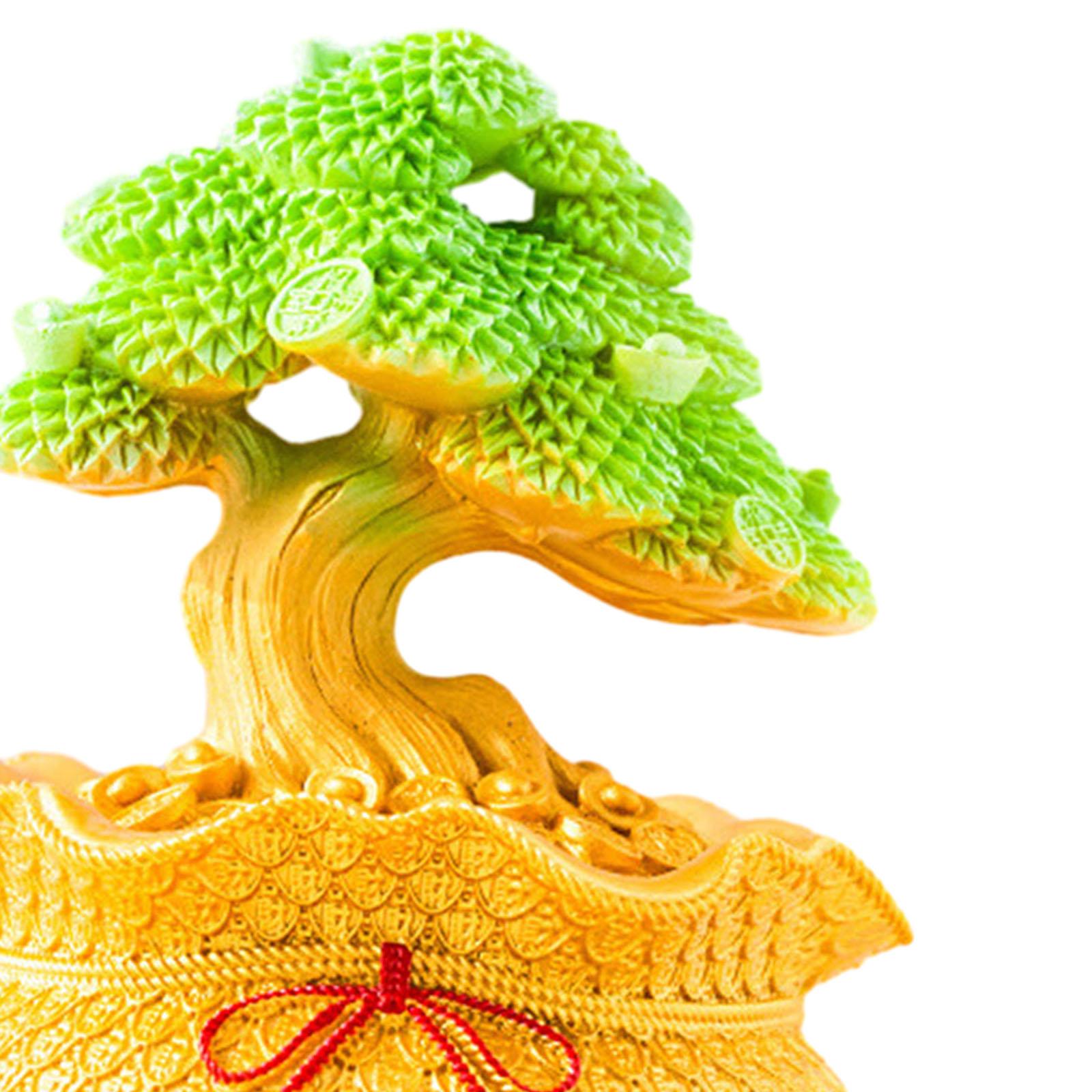 Money Bag Tree Figurine Lucky Piggy Bank Creative for Entrance Shelf Bedroom Gold Green