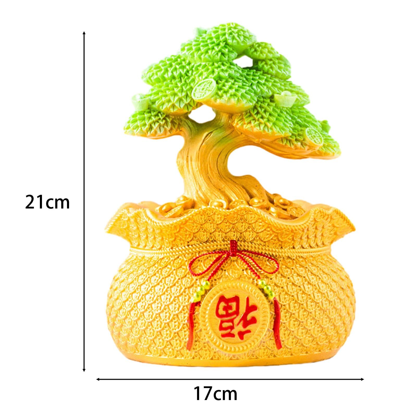 Money Bag Tree Figurine Lucky Piggy Bank Creative for Entrance Shelf Bedroom Gold Green