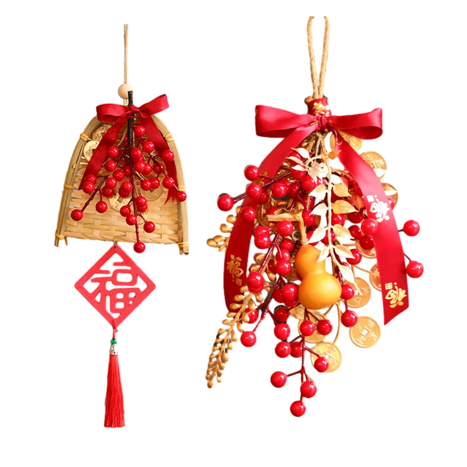 Chinese New Year Decoration Artificial Red for Farmhouse Entryway Wall Gourd