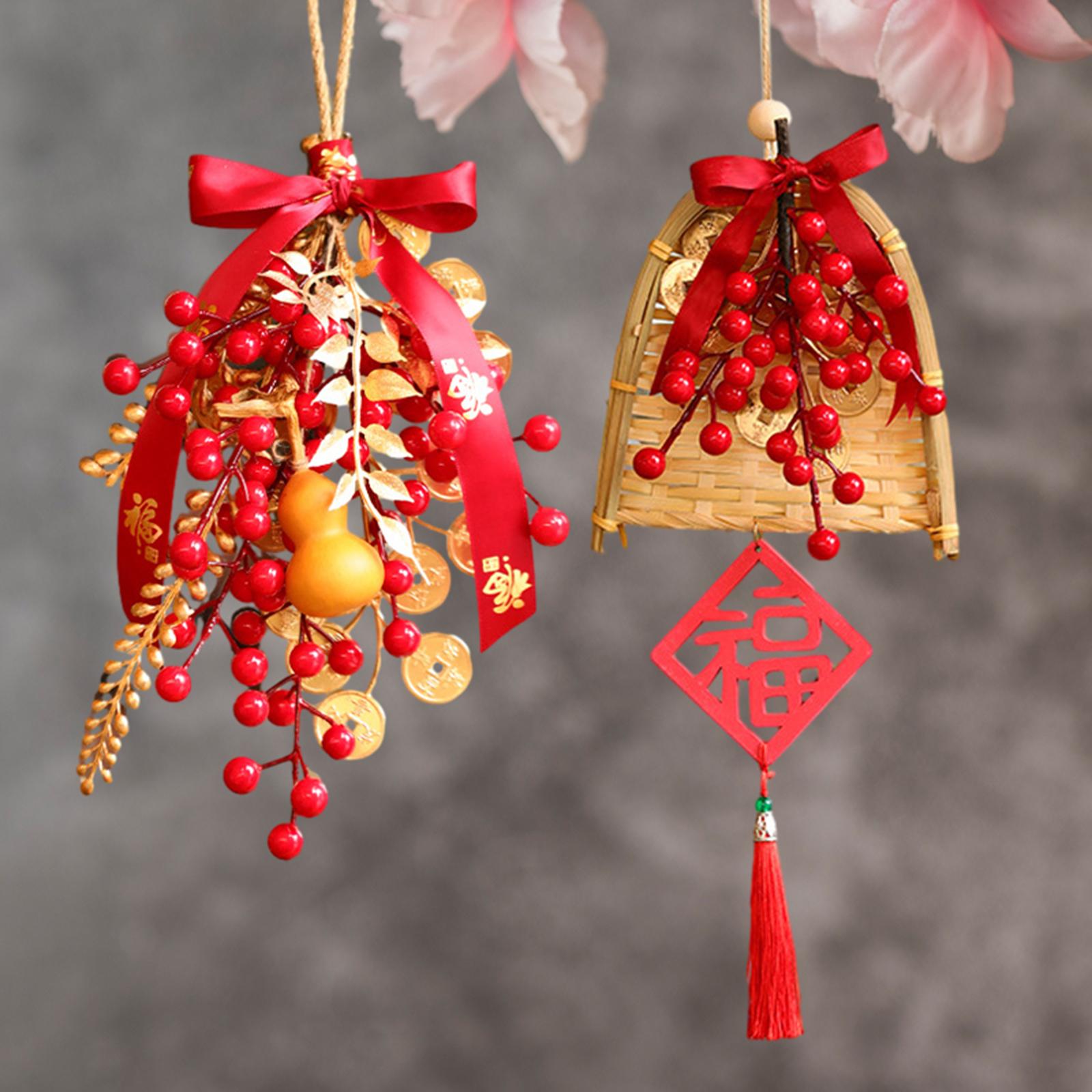 Chinese New Year Decoration Artificial Red for Farmhouse Entryway Wall Gourd