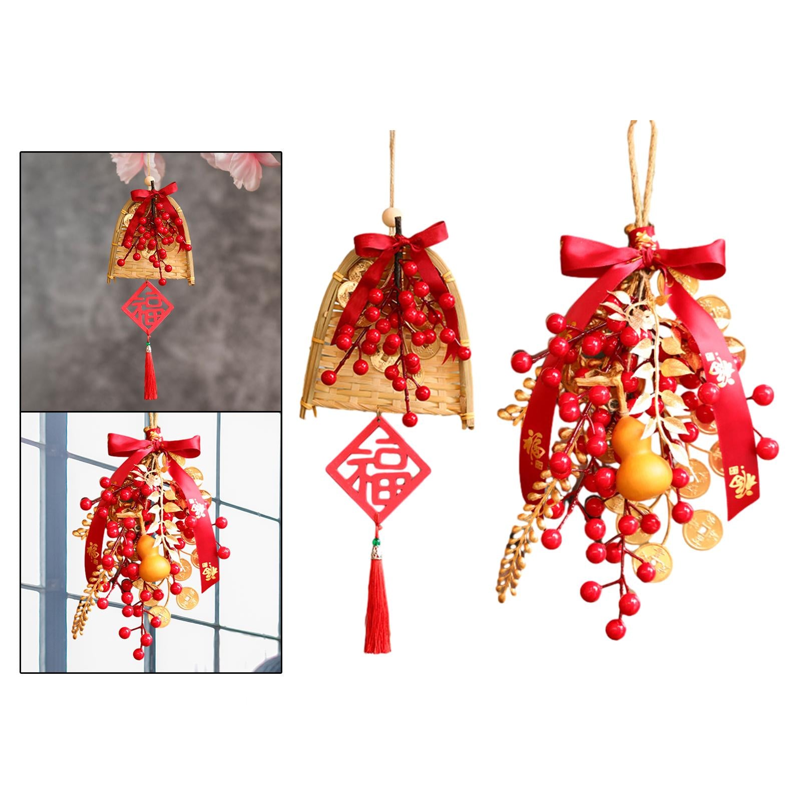 Chinese New Year Decoration Artificial Red for Farmhouse Entryway Wall Gourd