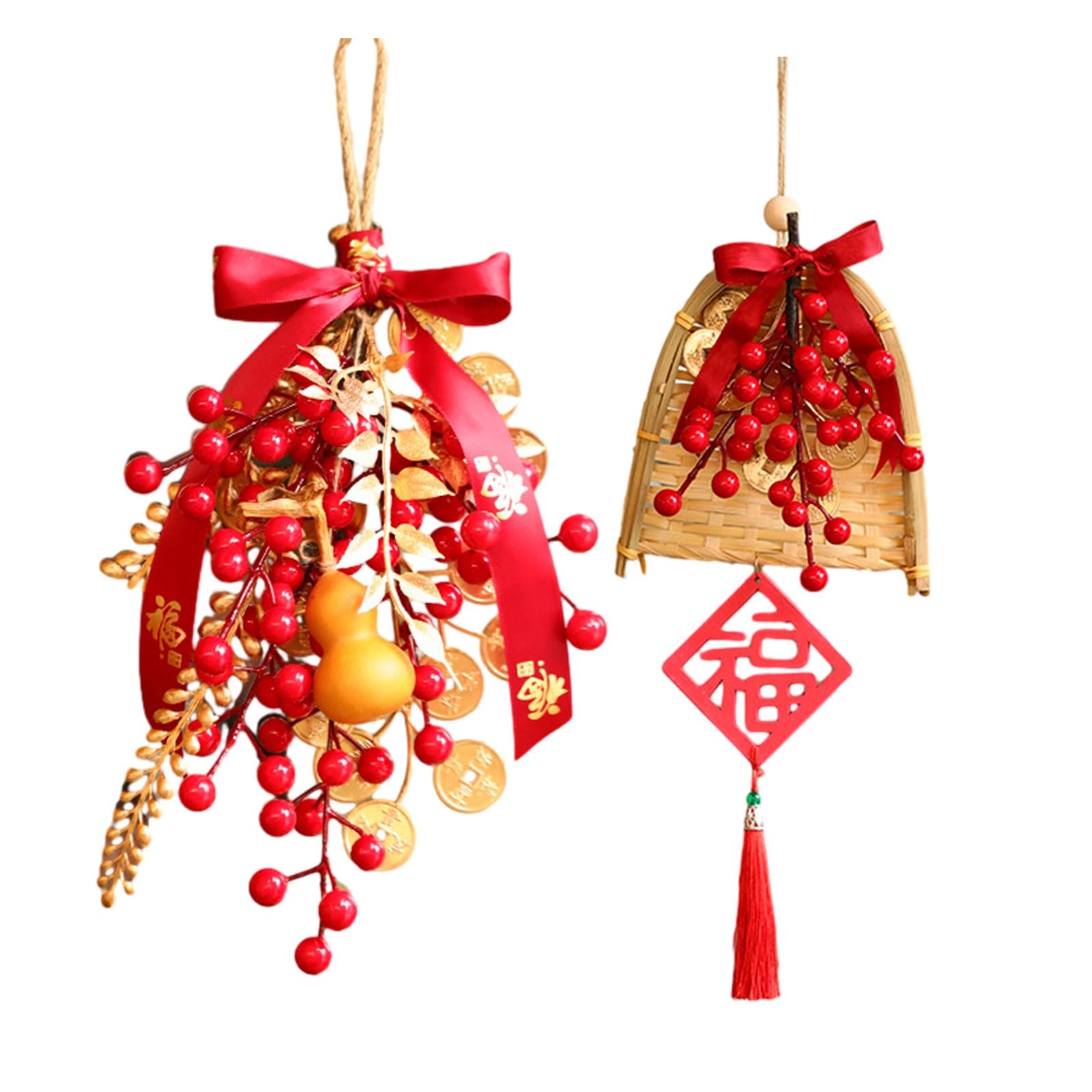 Chinese New Year Decoration Artificial Red for Farmhouse Entryway Wall Gourd